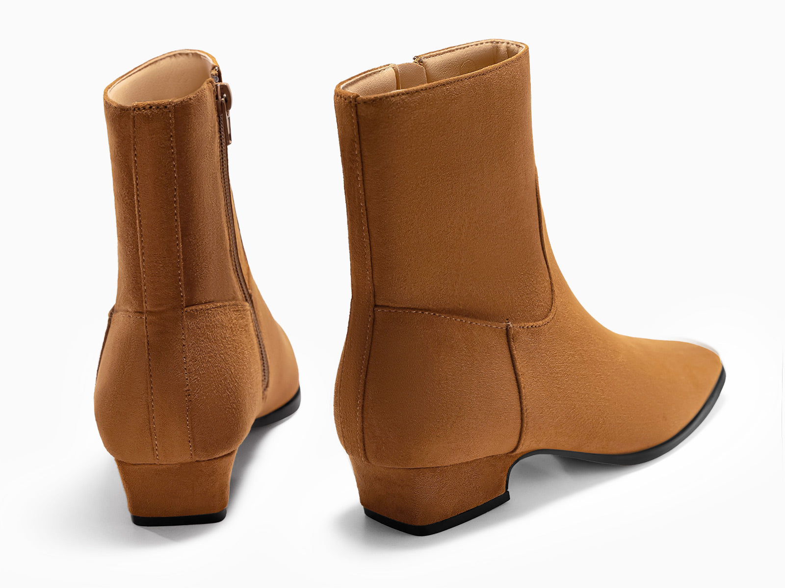 Coutgo Womens Brown Low Heel Ankle Boots