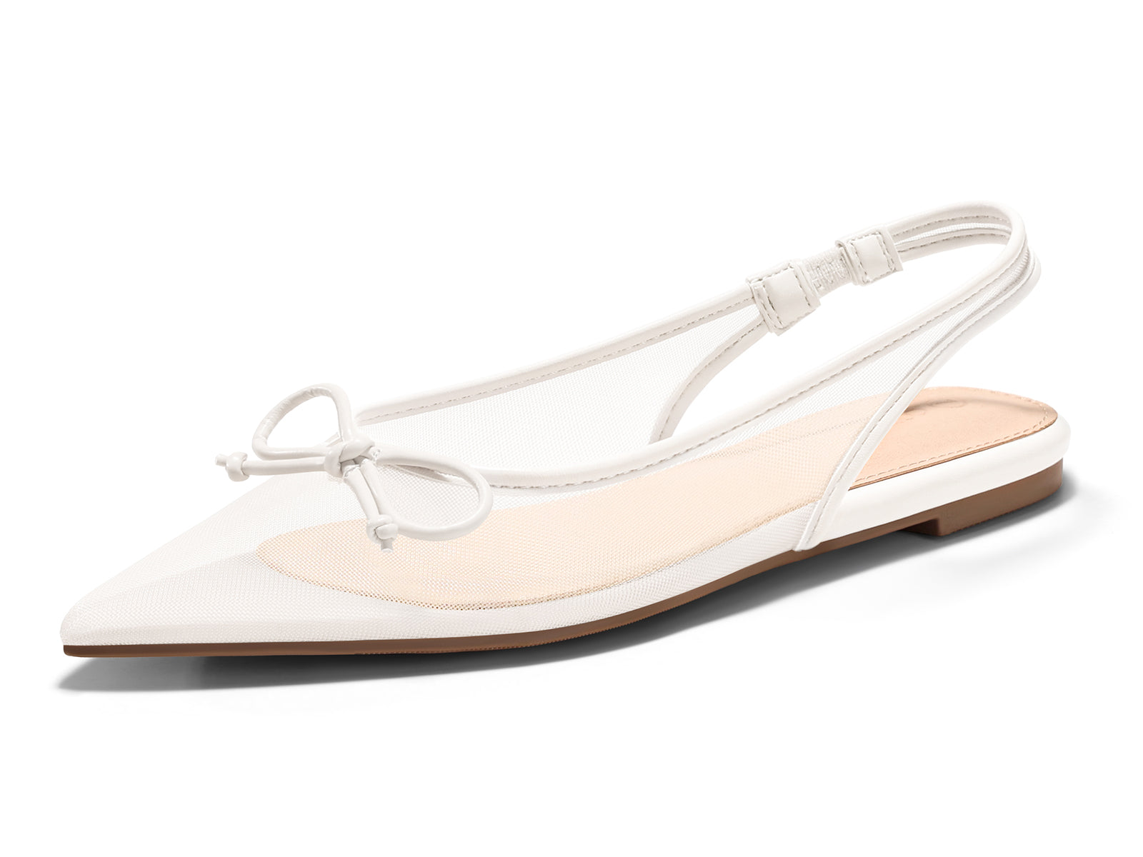 Coutgo Womens White Slingback Flats