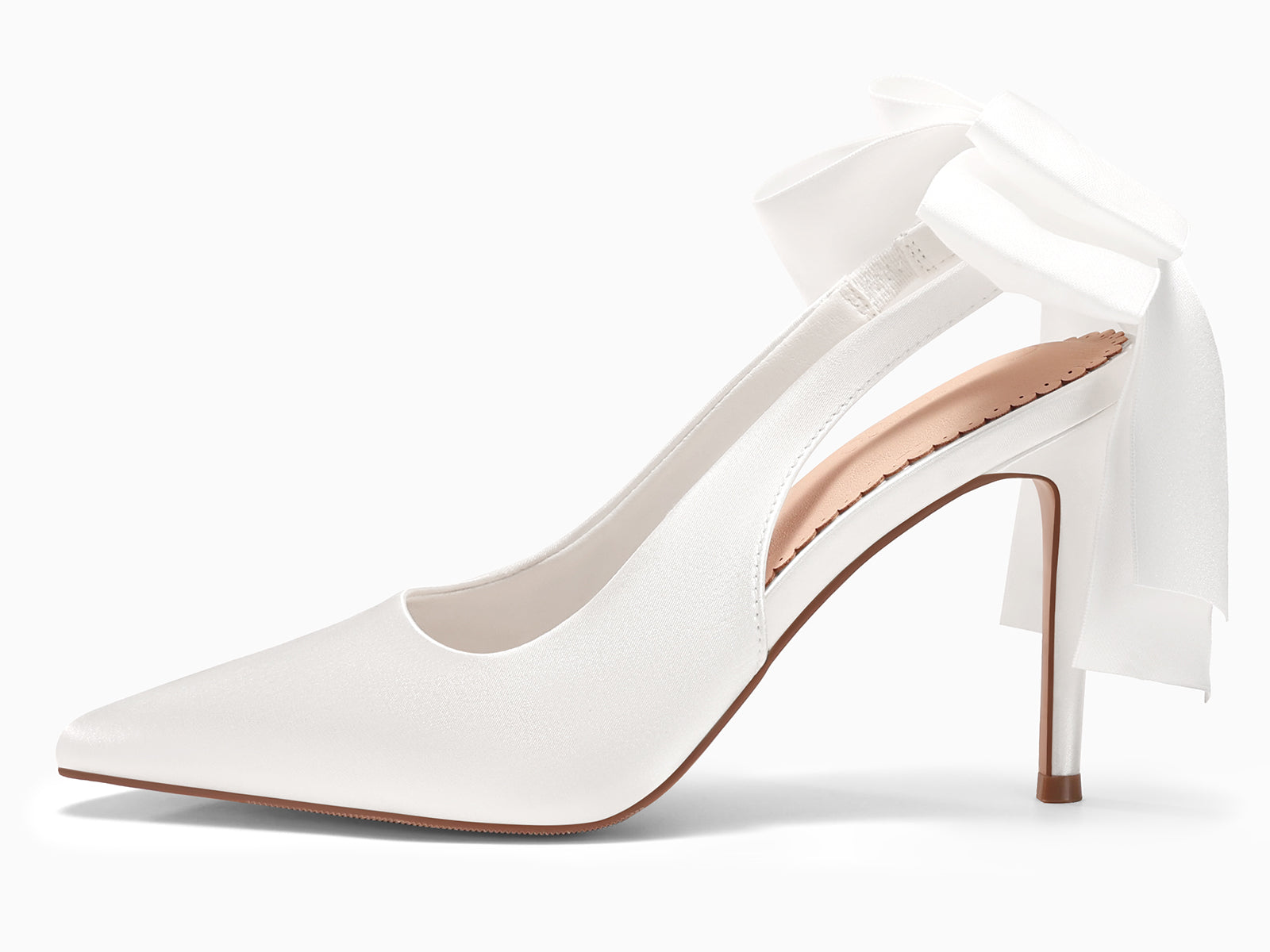 Coutgo Womens White High Heels with Bow