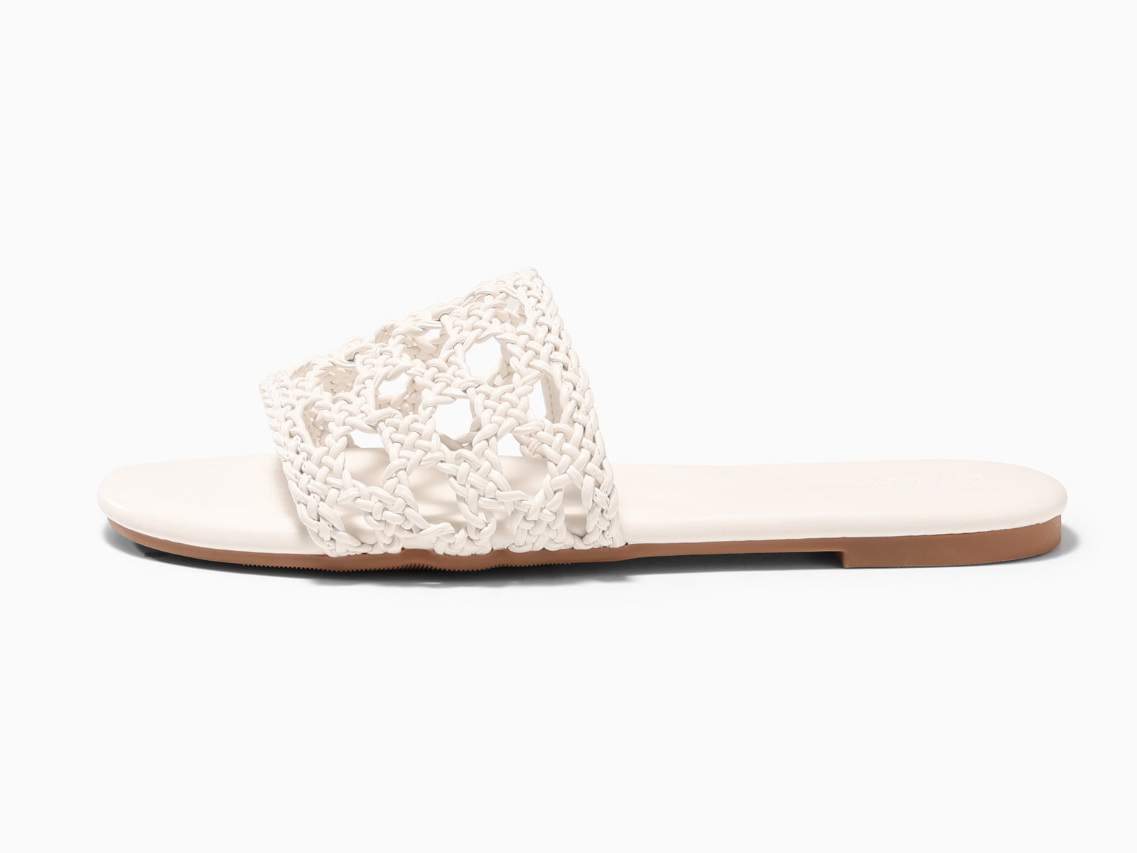 Coutgo Womens White On Slide Flat Sandal