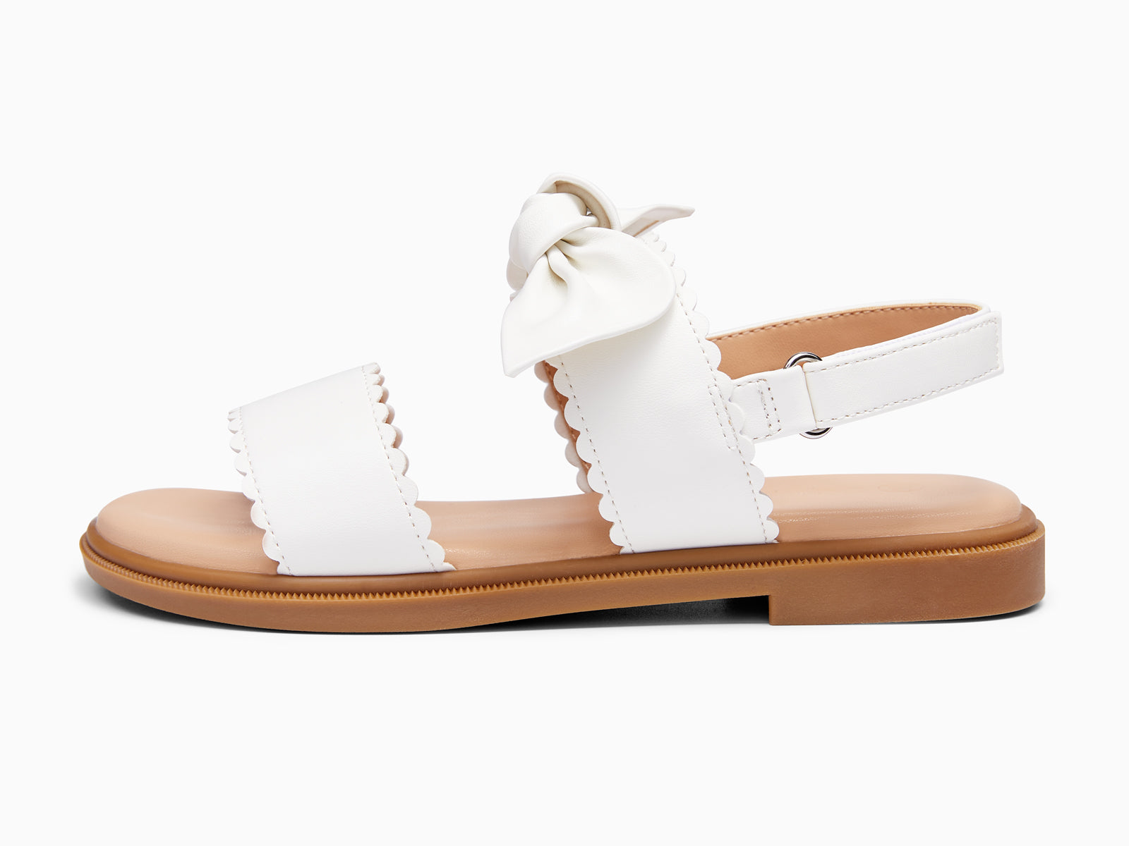 Coutgo Girls Flower White Bow Flat Sandals