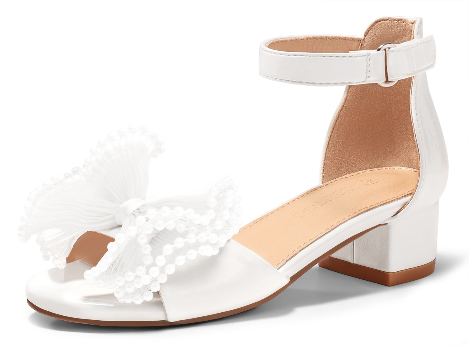 Coutgo Girls White Dress Shoes Sandals
