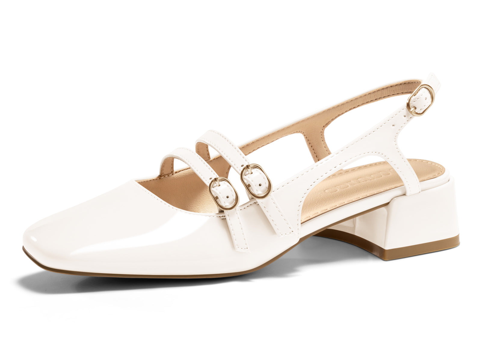 Coutgo Womens White Mary Jane Heels