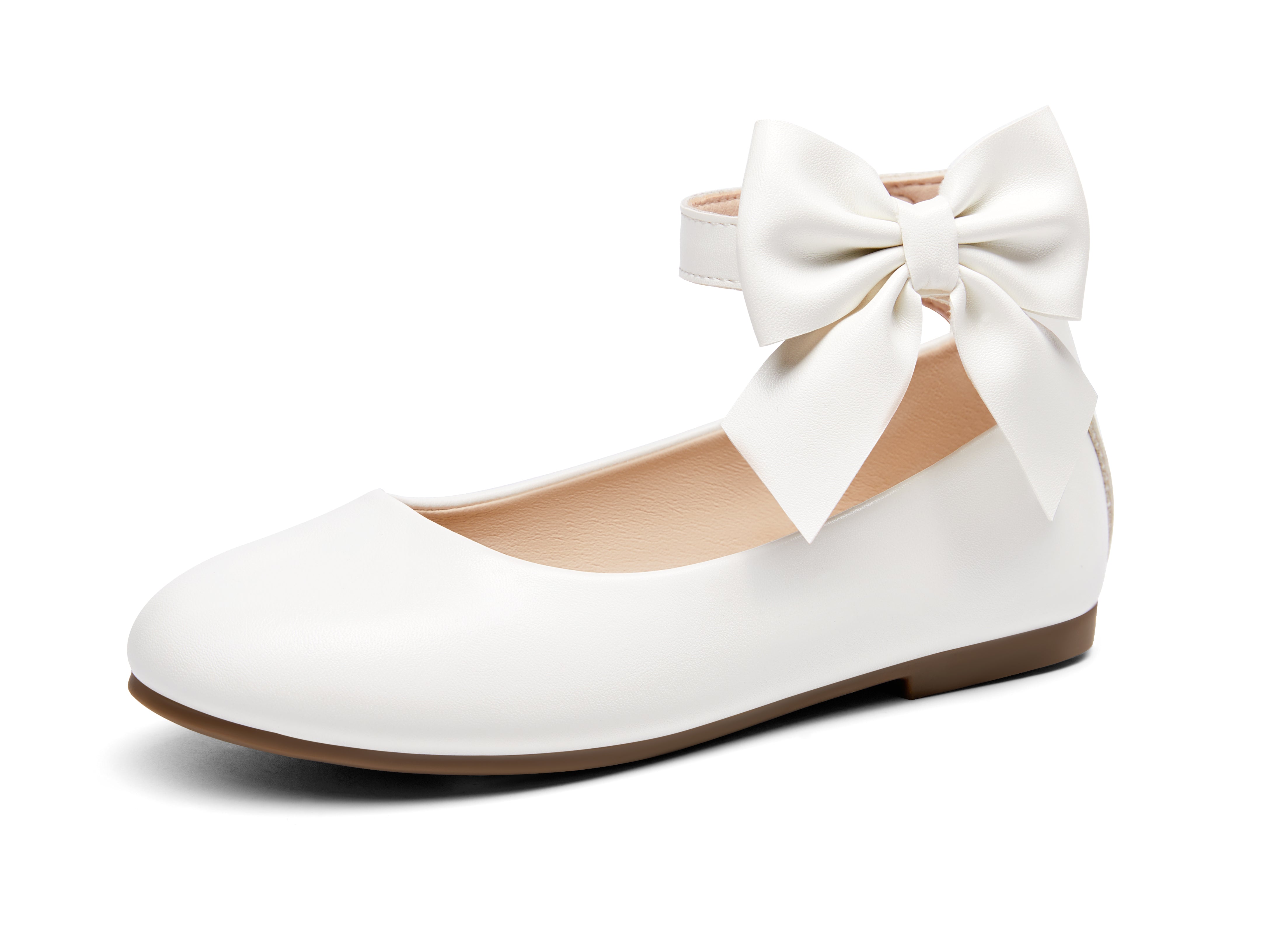 Coutgo Girls White Dress Shoes Ballet Flats
