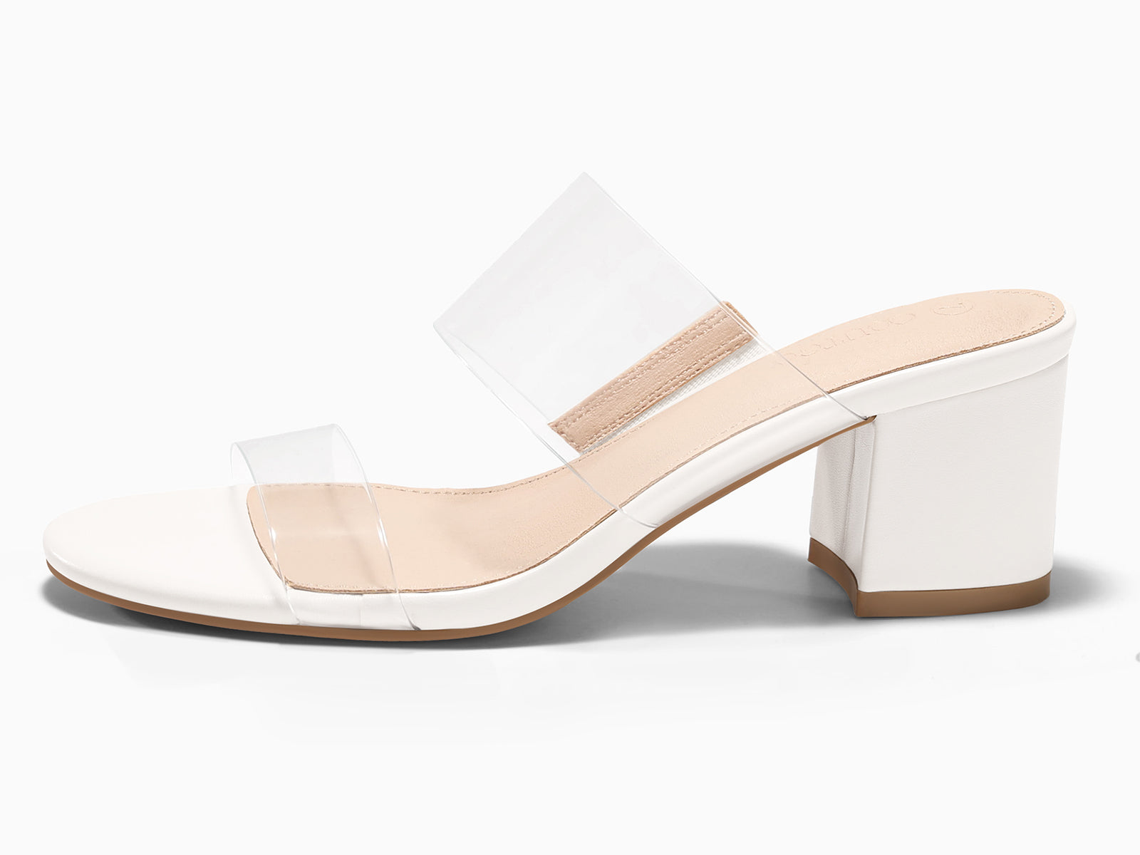 Coutgo Women's White Clear Heeled Sandals