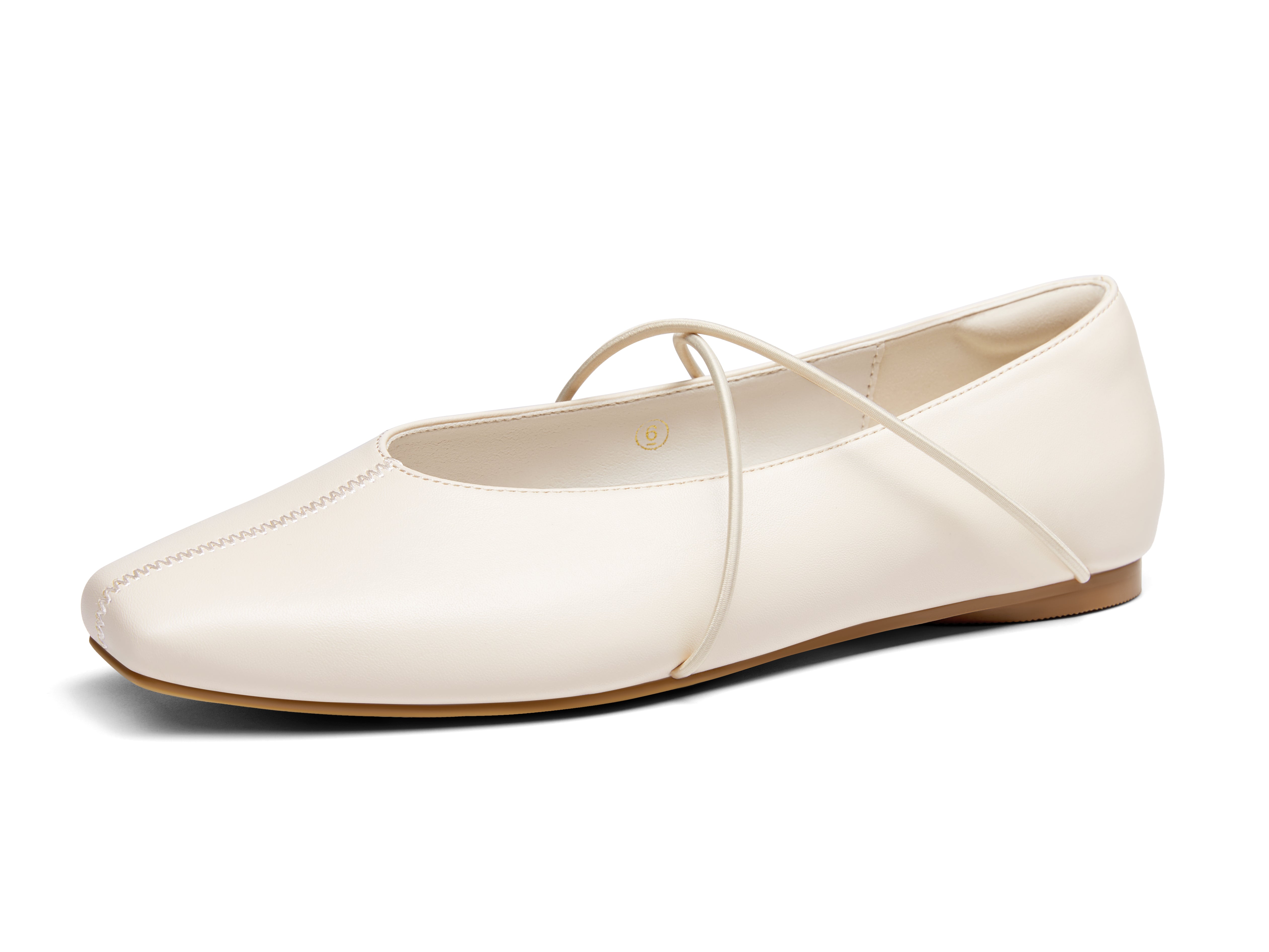Coutgo Womens Beige Ballet Flats