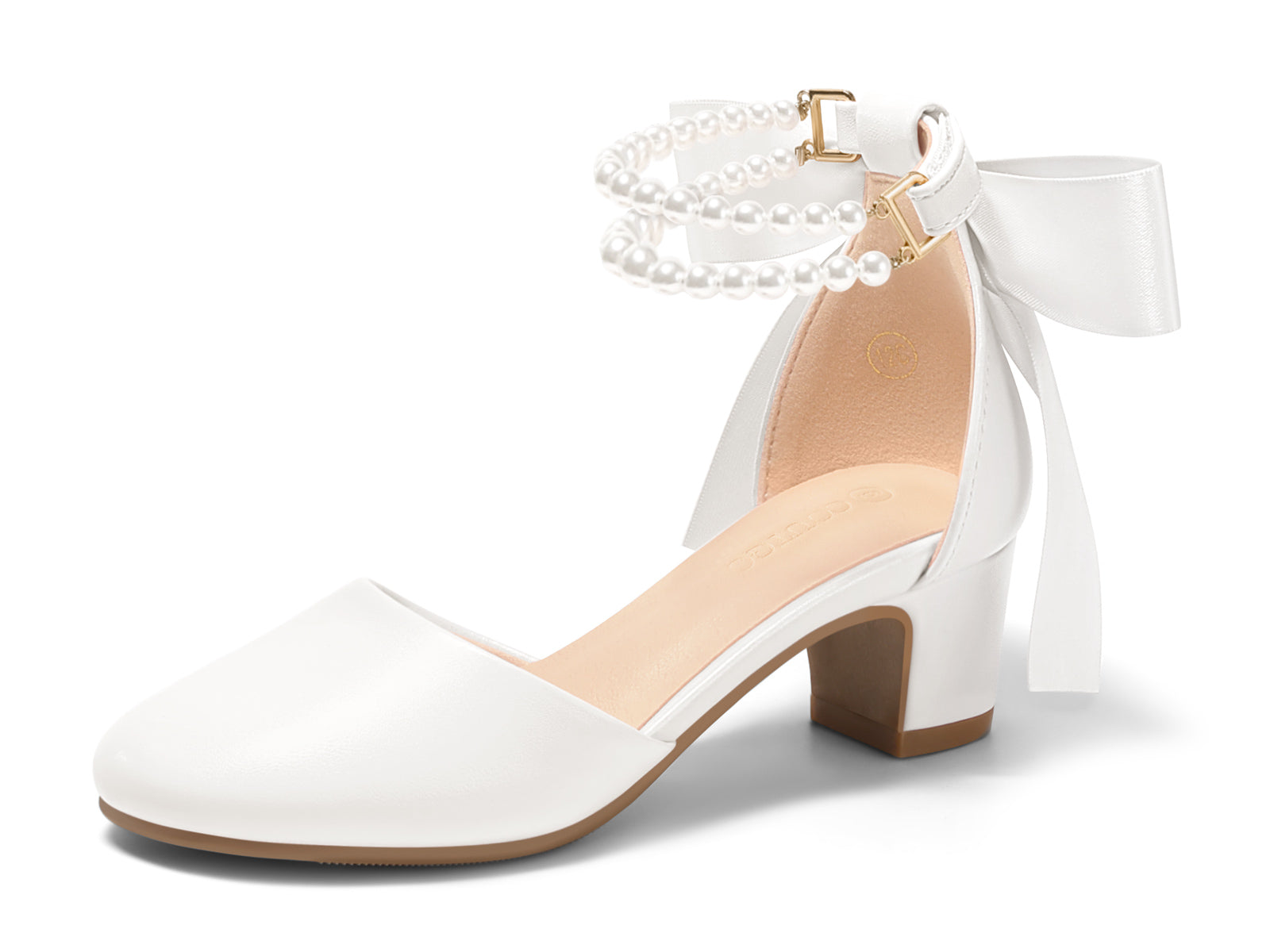 Coutgo Girls White Pu Bow Pumps
