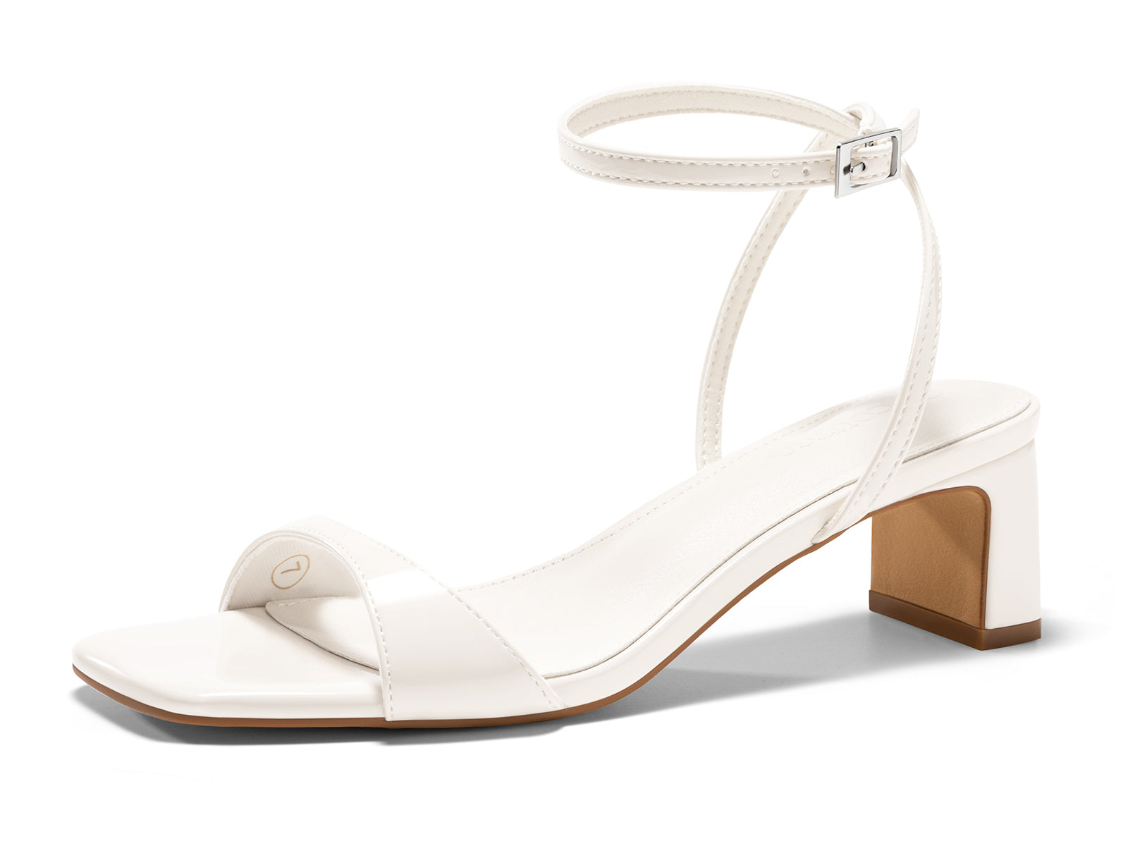 Coutgo Womens White Chunky Low Heel Sandals