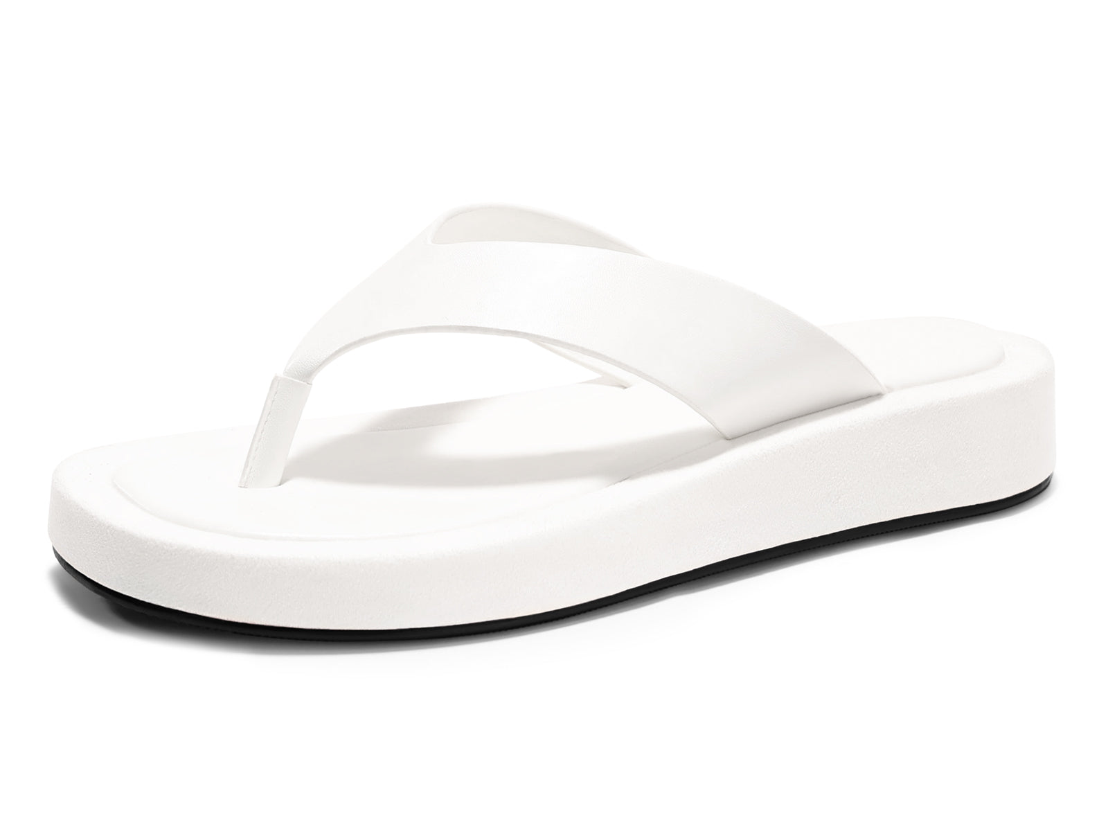 Coutgo Womens White Platform Flip Flops Sandals