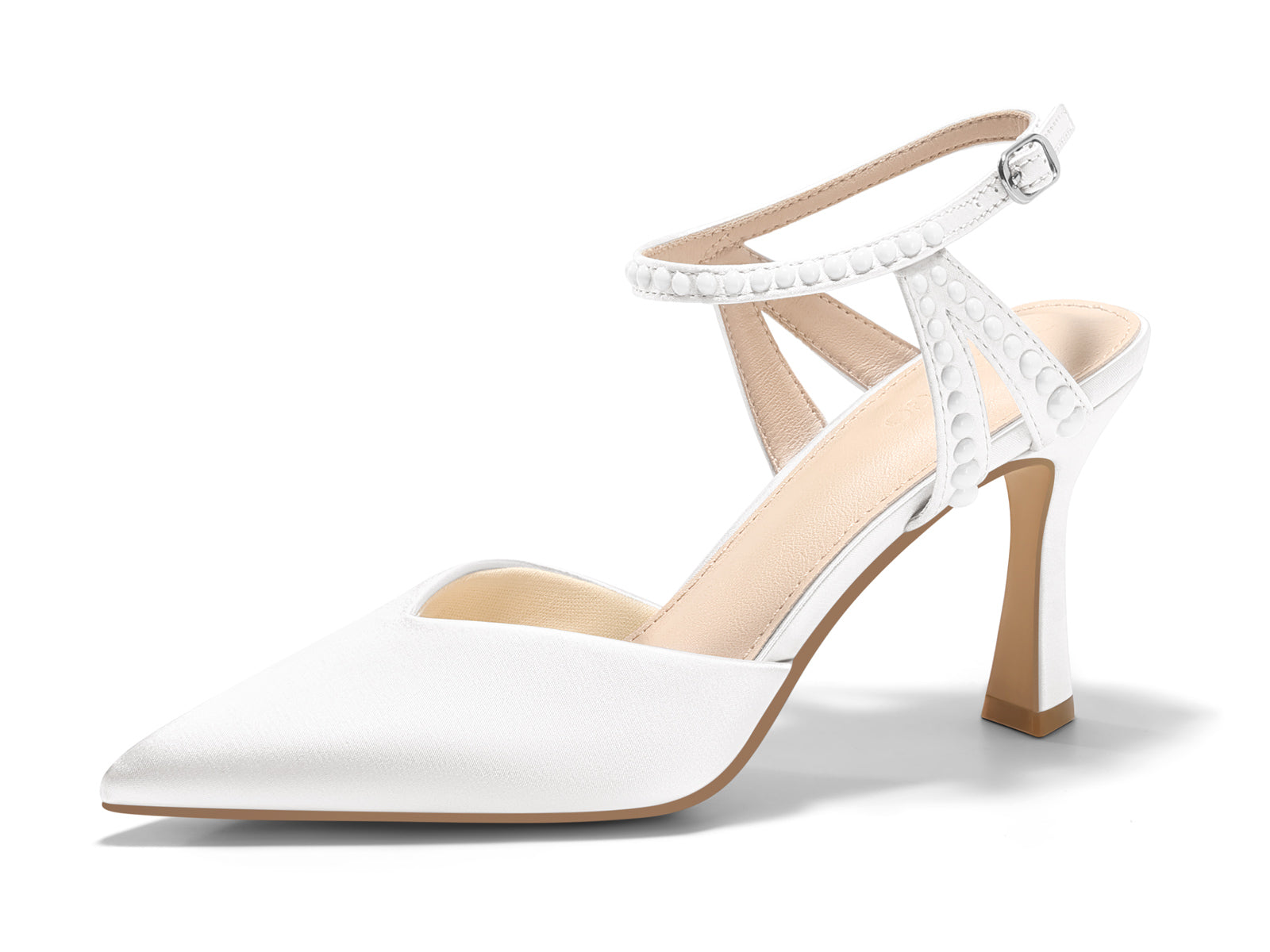 Coutgo Womens White Kitten High Heels