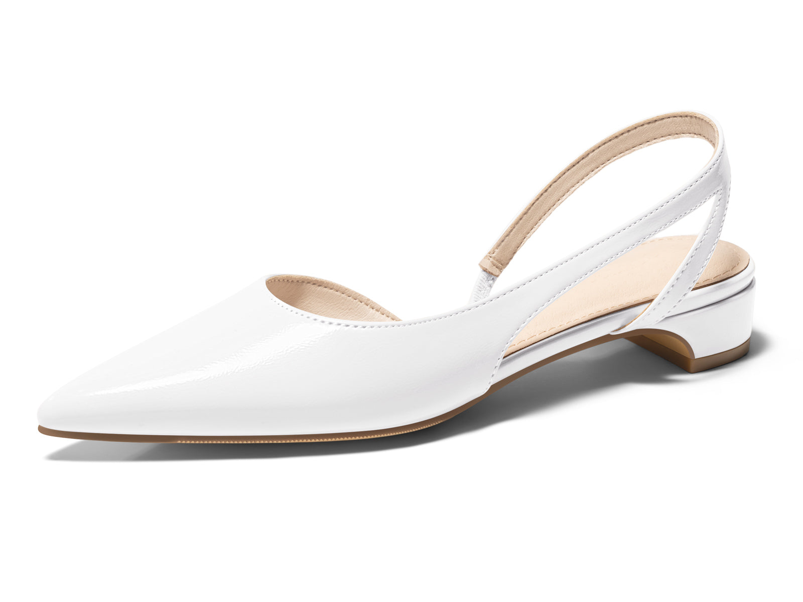 Coutgo Women D'Orsay White Heels Chunky Pumps