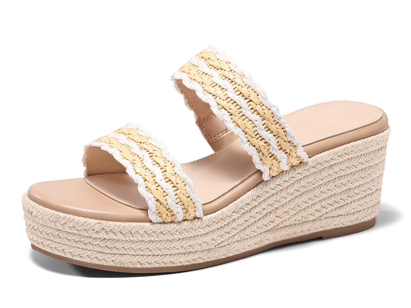 Coutgo Womens White Platform Wedge Sandals