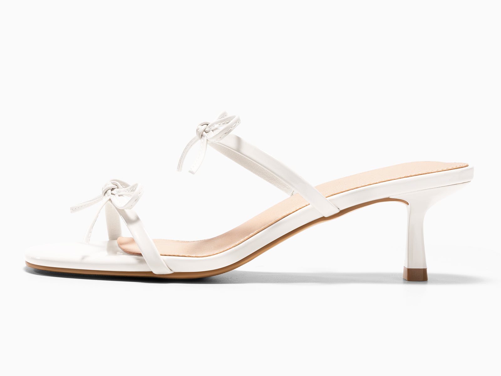 Coutgo Womens White Kitten Heels Sandals