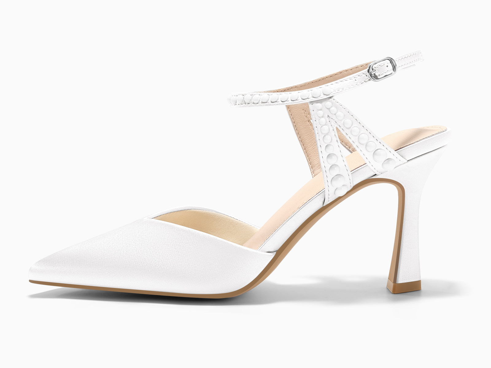 Coutgo Womens White Kitten High Heels