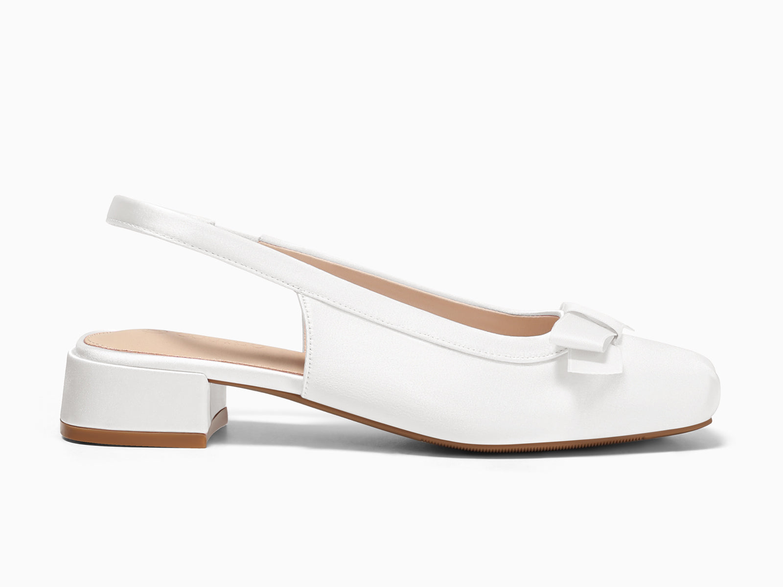 Coutgo Womens White Bow Slingback Dress Heels