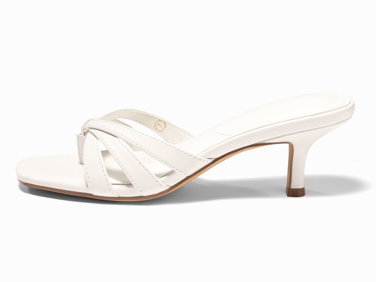 Coutgo Womens White Strappy Kitten Heels Sandals