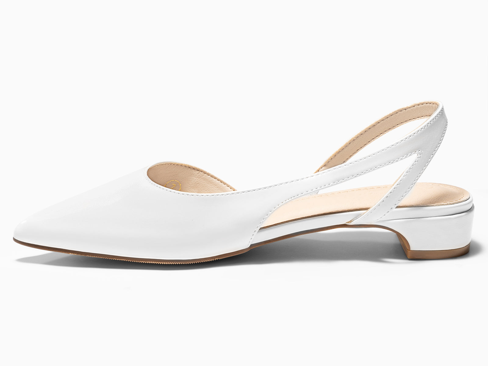 Coutgo Women D'Orsay White Heels Chunky Pumps