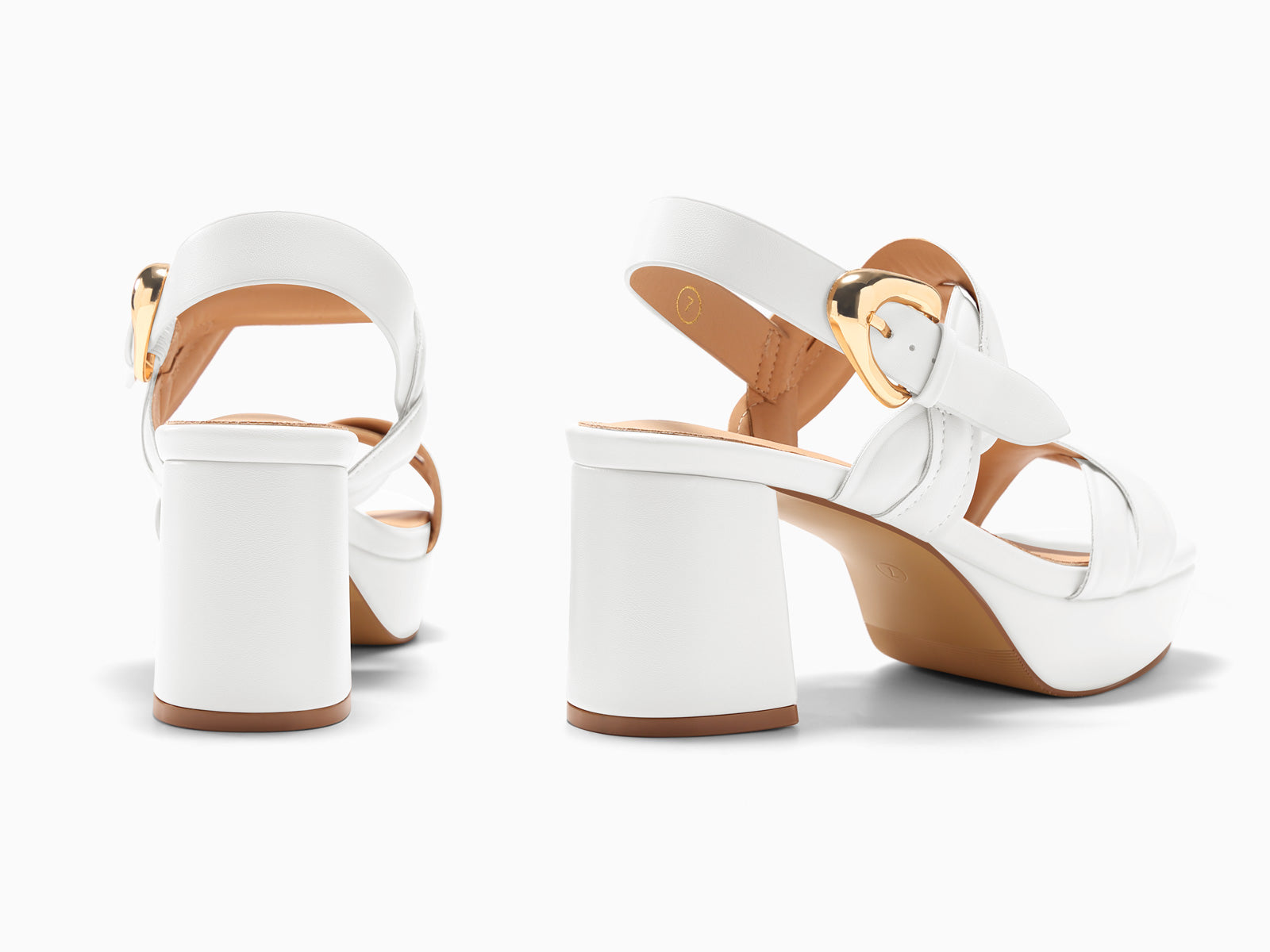 Coutgo Womens White Platform Sandals Cork Chunky Heels
