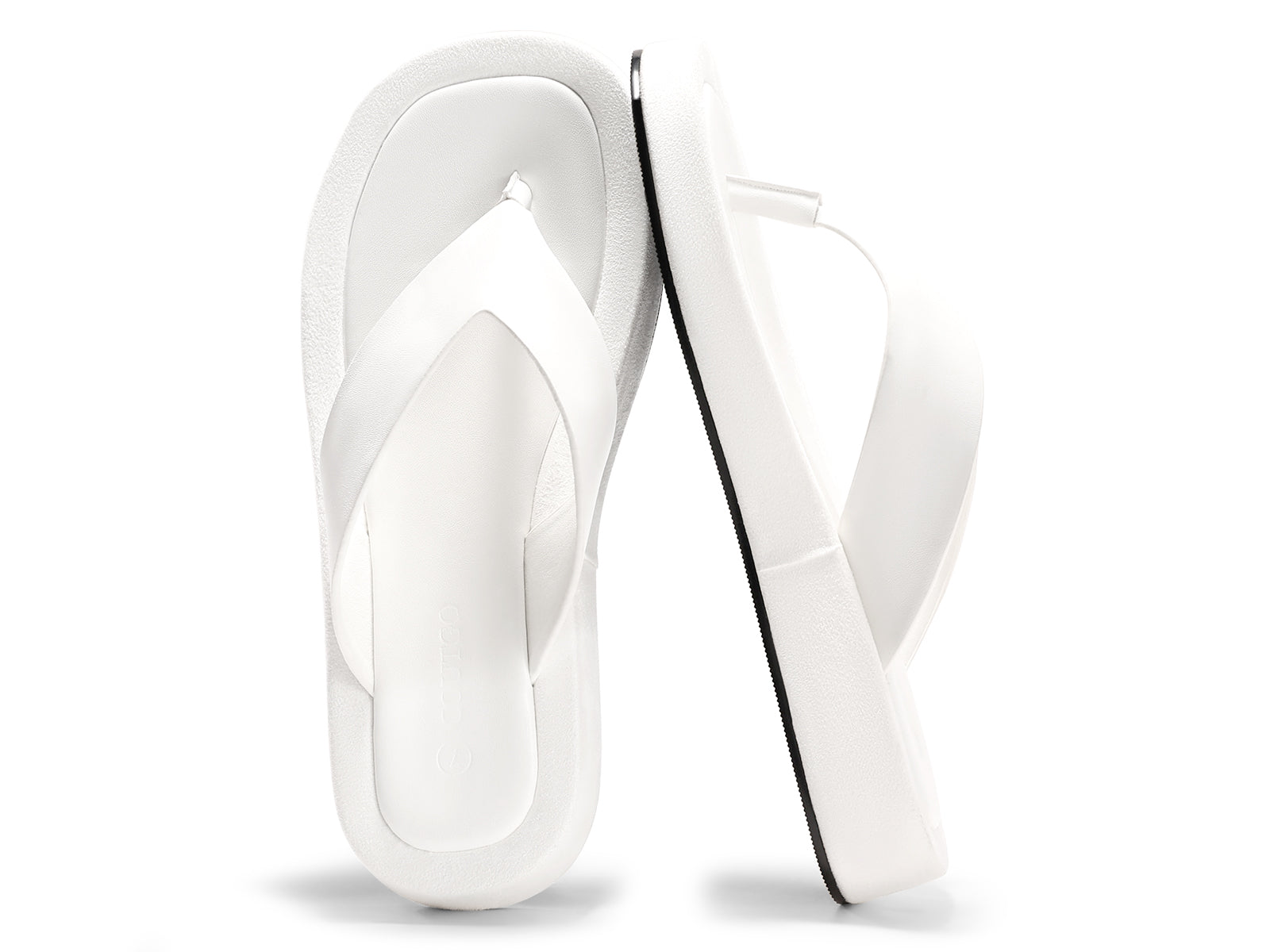 Coutgo Womens White Platform Flip Flops Sandals