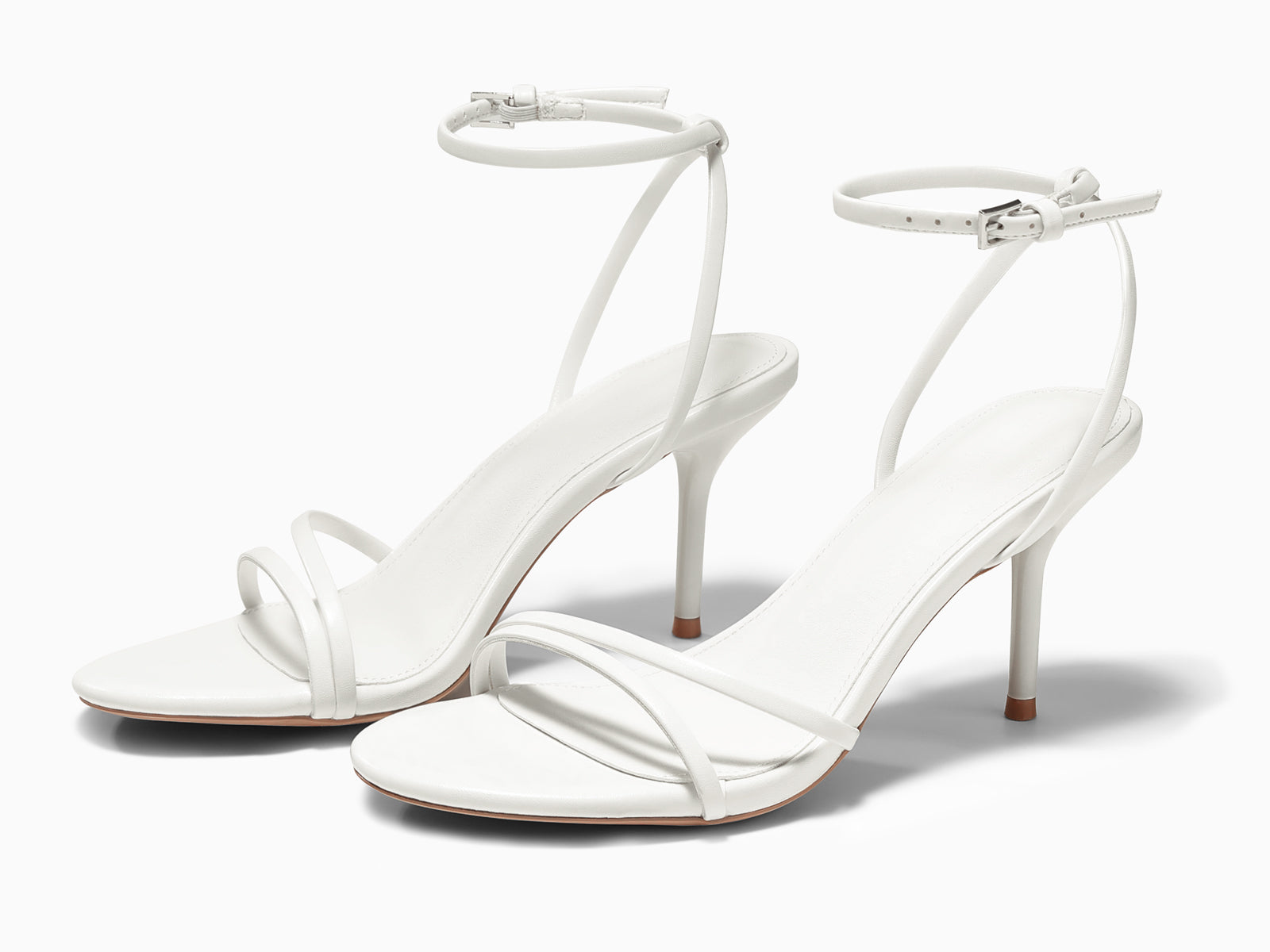 Coutgo Womens White Strappy High Heels