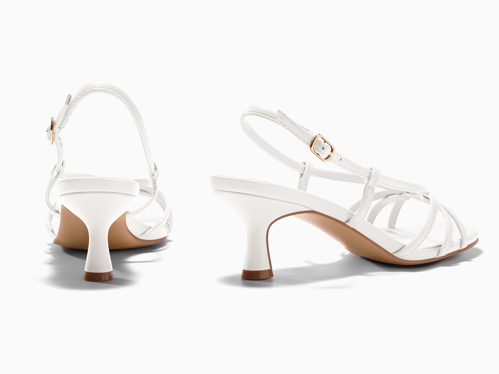 Coutgo Women’s White Strappy Sandals Slingback Kitten