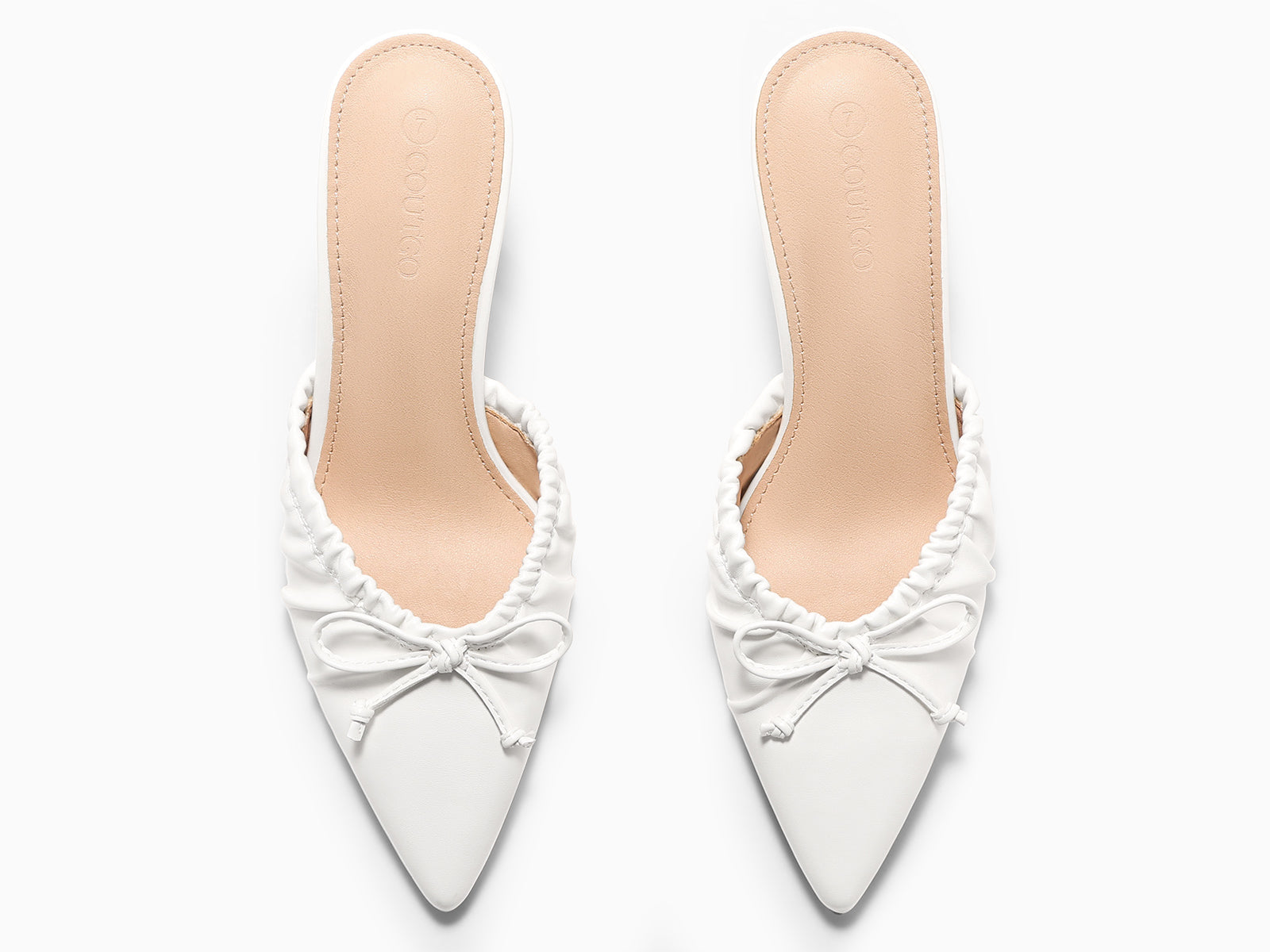 Coutgo Womens PU White High Heels Pumps