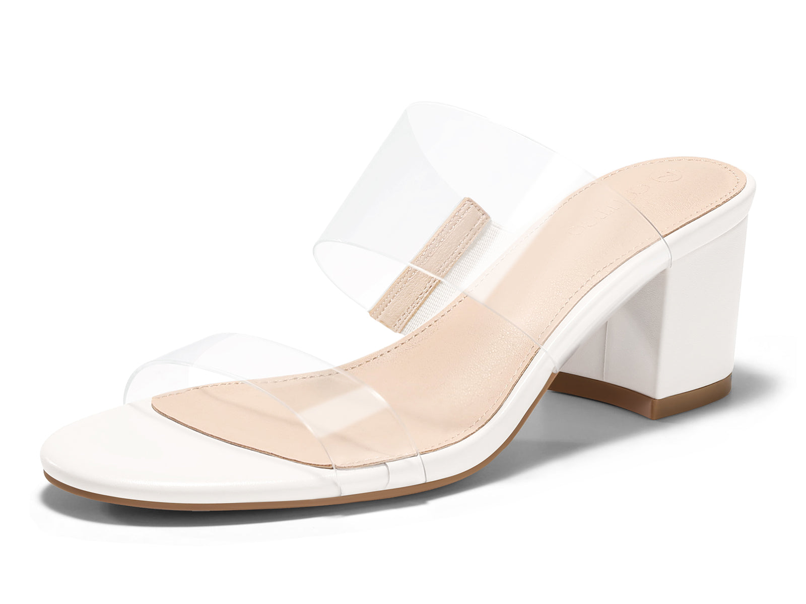 Coutgo Women's White Clear Heeled Sandals