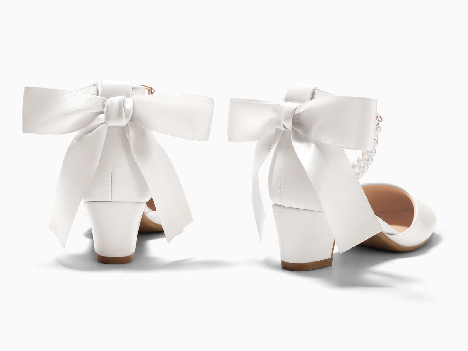 Coutgo Girls White Pu Bow Pumps
