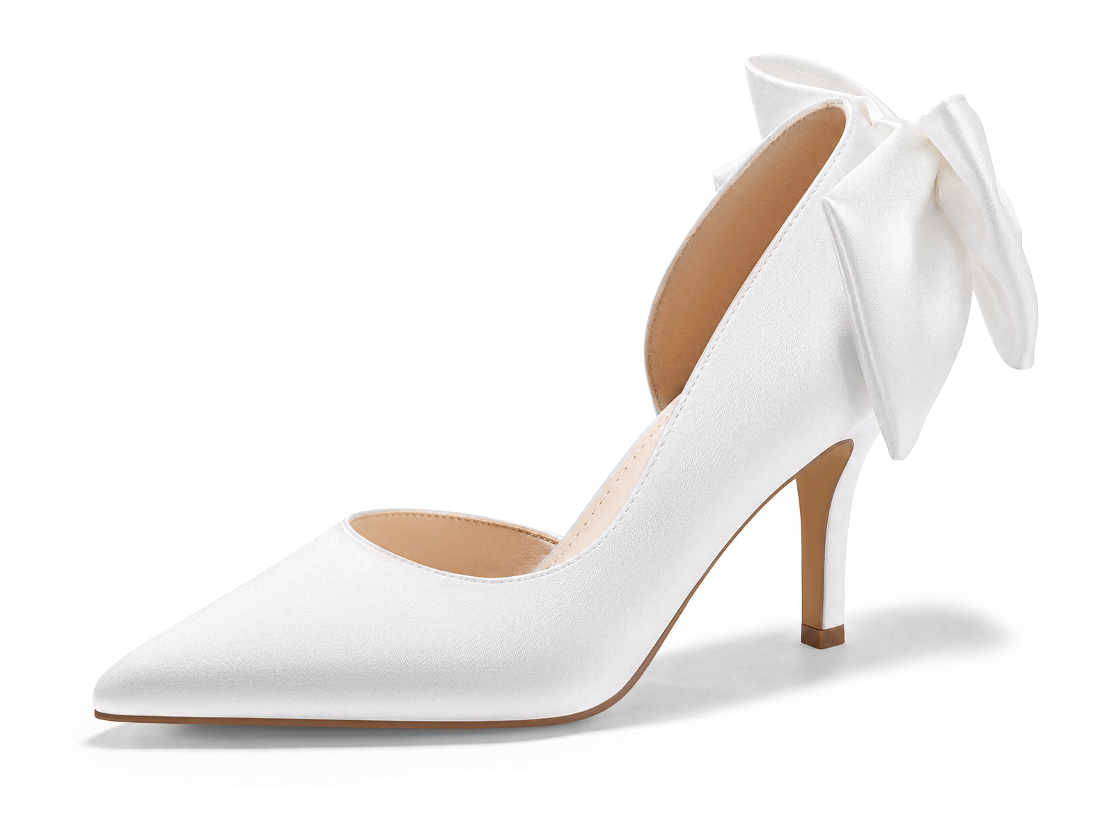 Coutgo Womens White Bow Stiletto High Heels