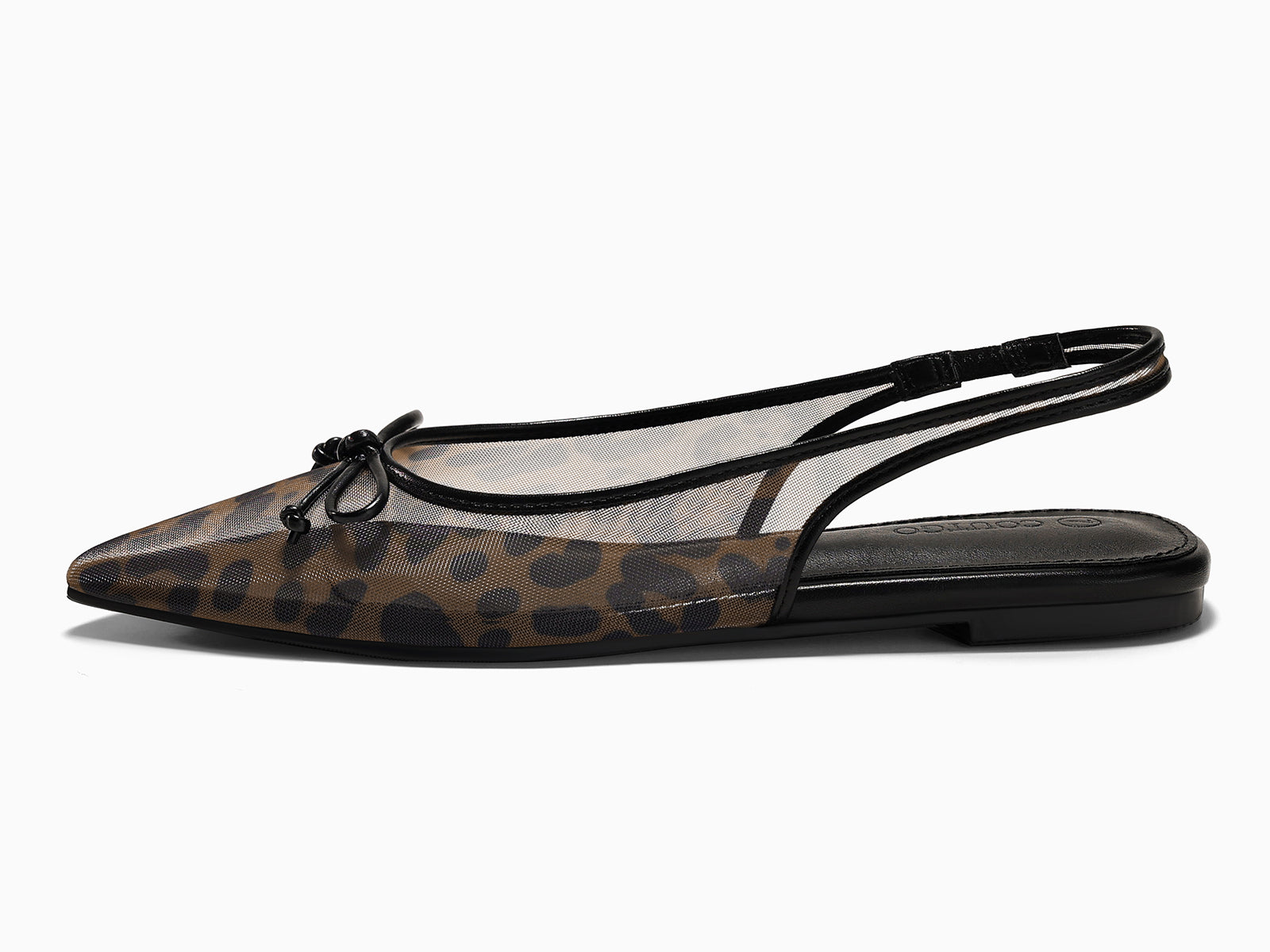Coutgo Womens Leopard Slingback Flats