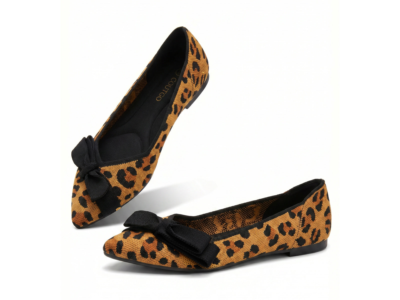 Coutgo Women's Leopard Pointed Toe Flats