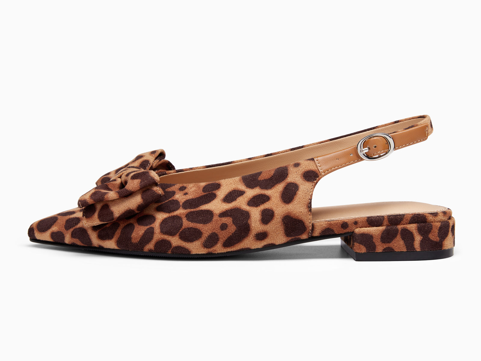 Coutgo Womens Leopard Pointed Toe Slingback Flats