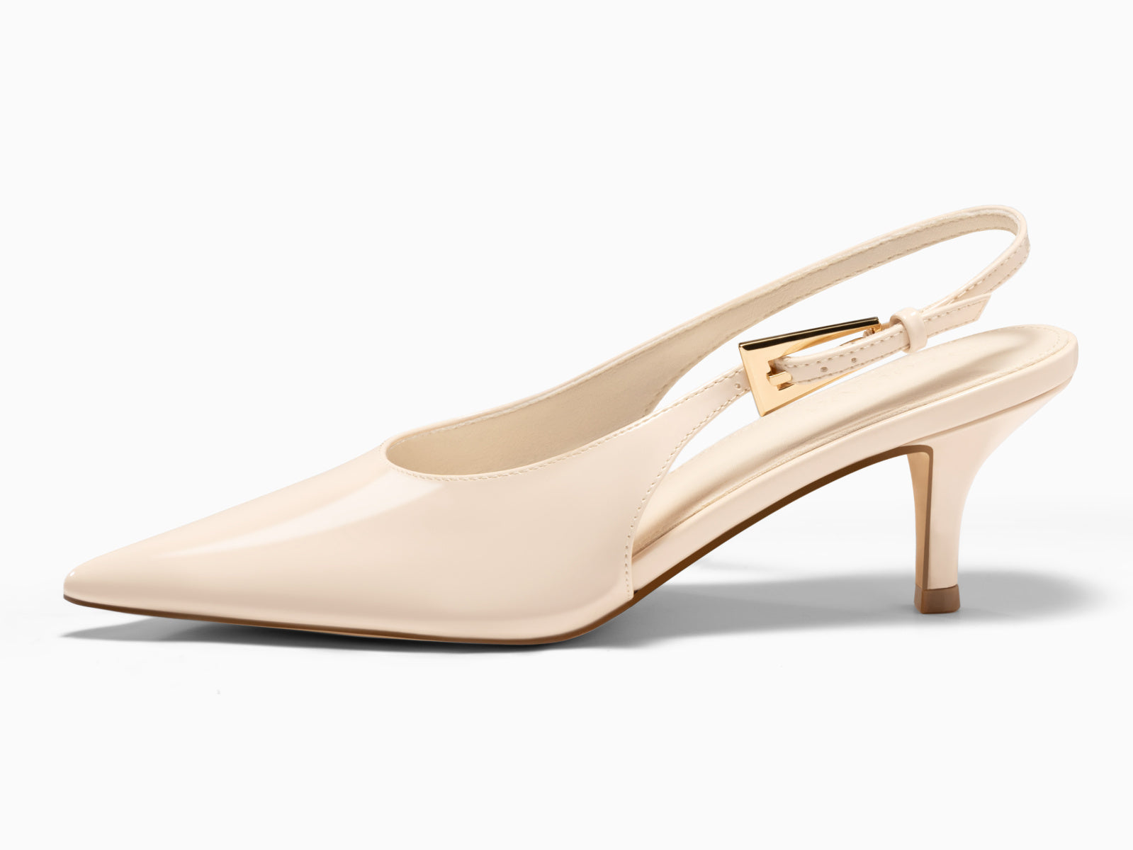 Coutgo Womens Beige Slingback Kitten Heels