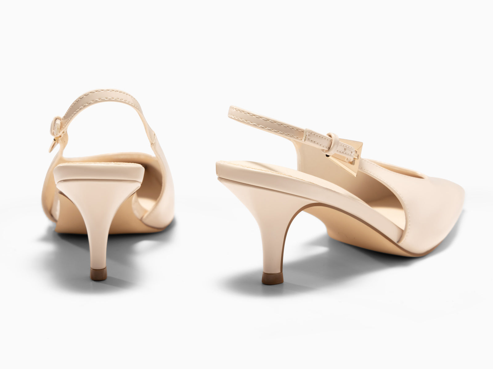 Coutgo Womens Beige Slingback Kitten Heels