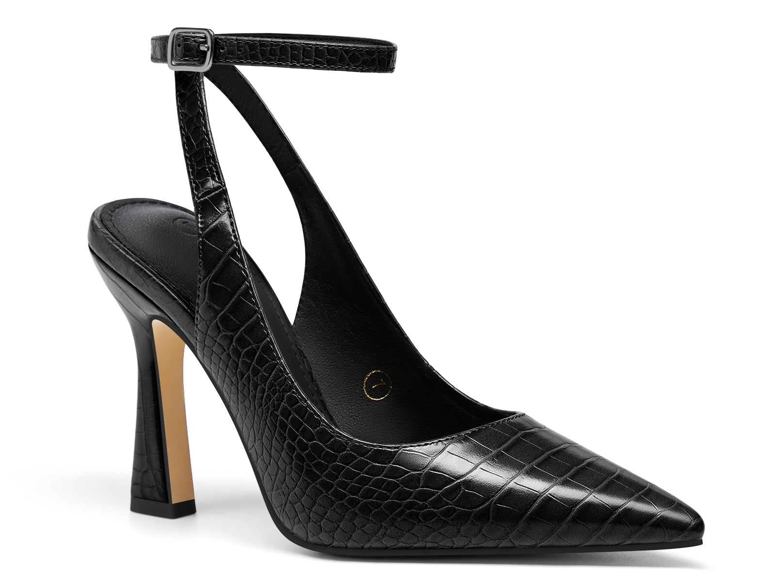 Coutgo Womens Black Slingback Heels