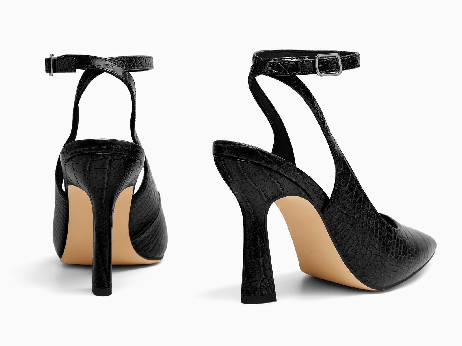 Coutgo Womens Black Slingback Heels