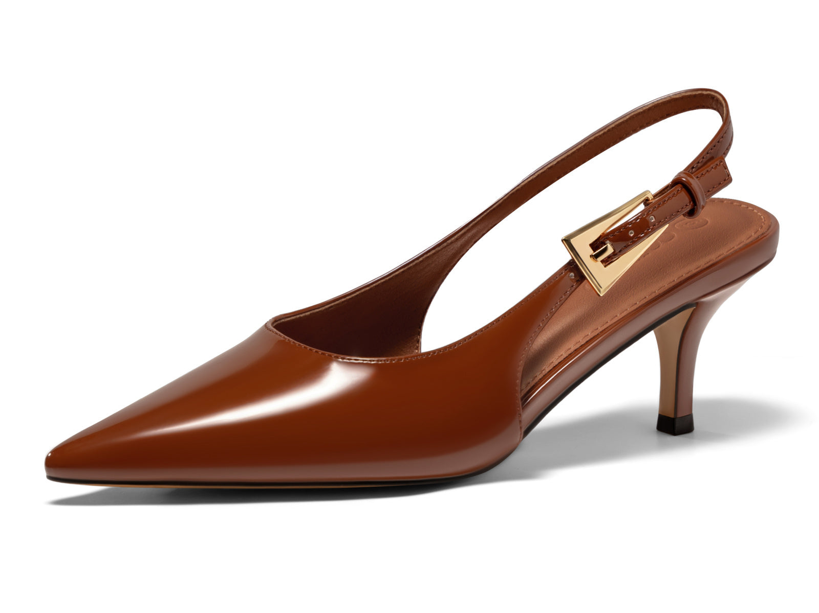 Coutgo Womens Brown Slingback Kitten Heels