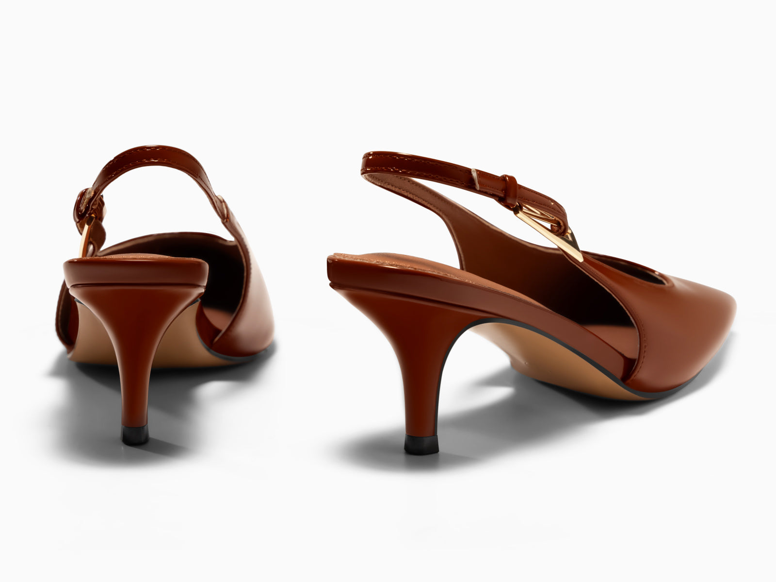 Coutgo Womens Brown Slingback Kitten Heels