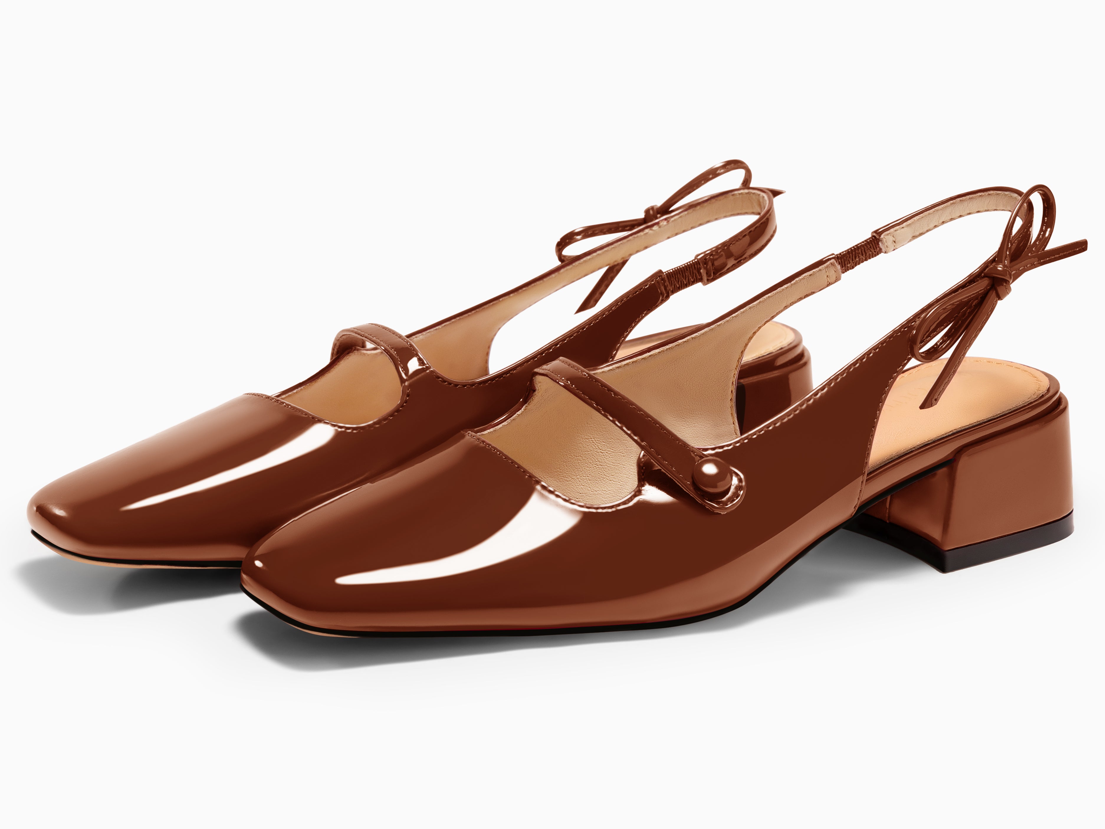 Coutgo Womens Brown Mary Jane Shoes