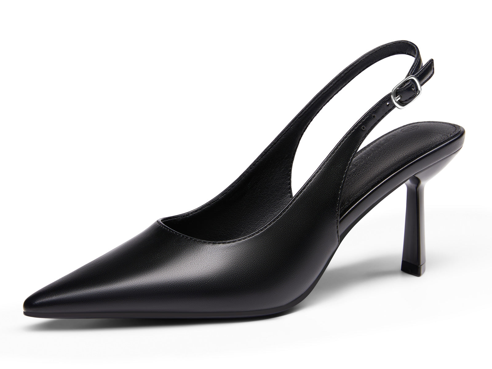 Coutgo Womens Cool Black Slingback Kitten Heels