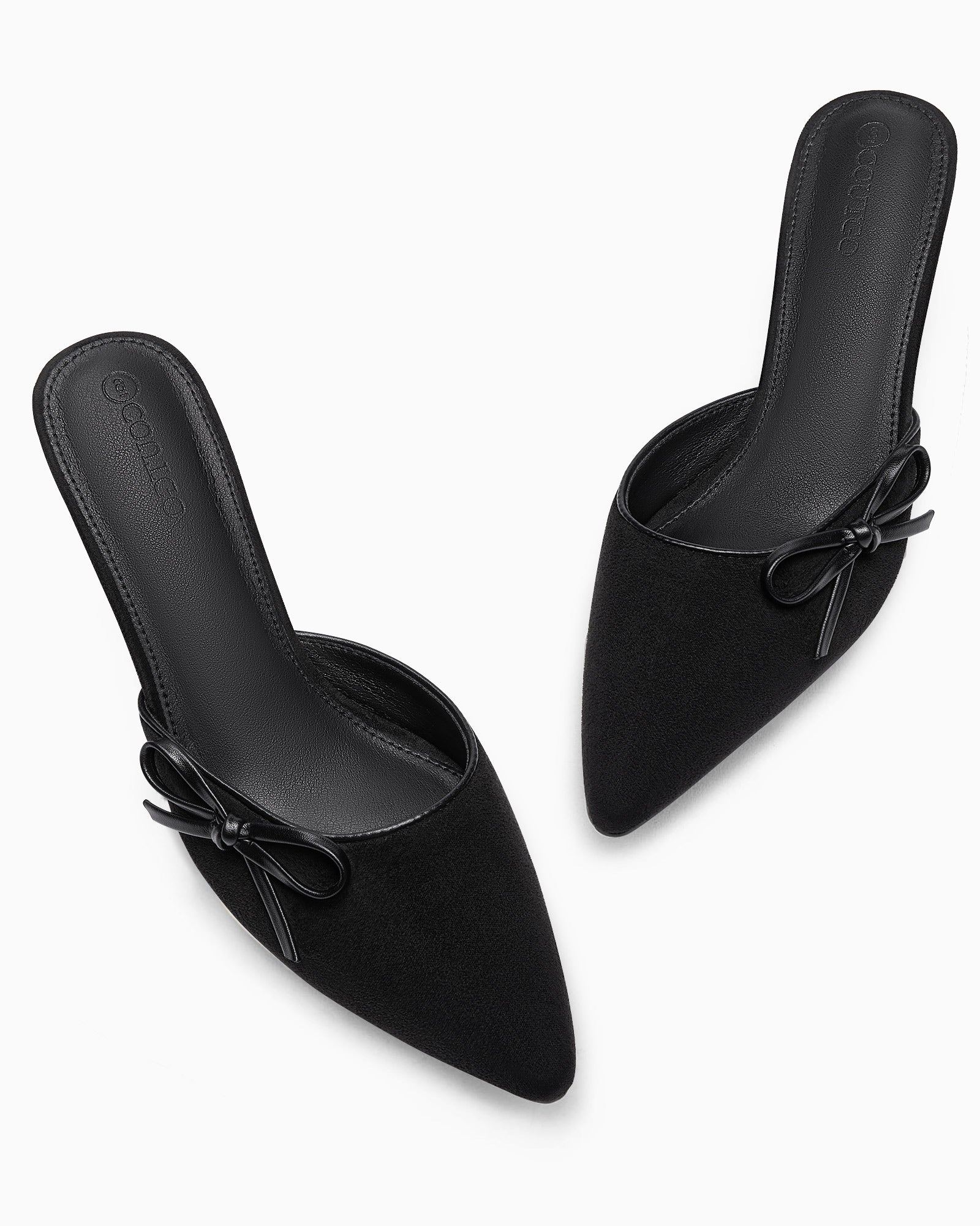Coutgo Womens Cool Black Bow Tie Mules Heels