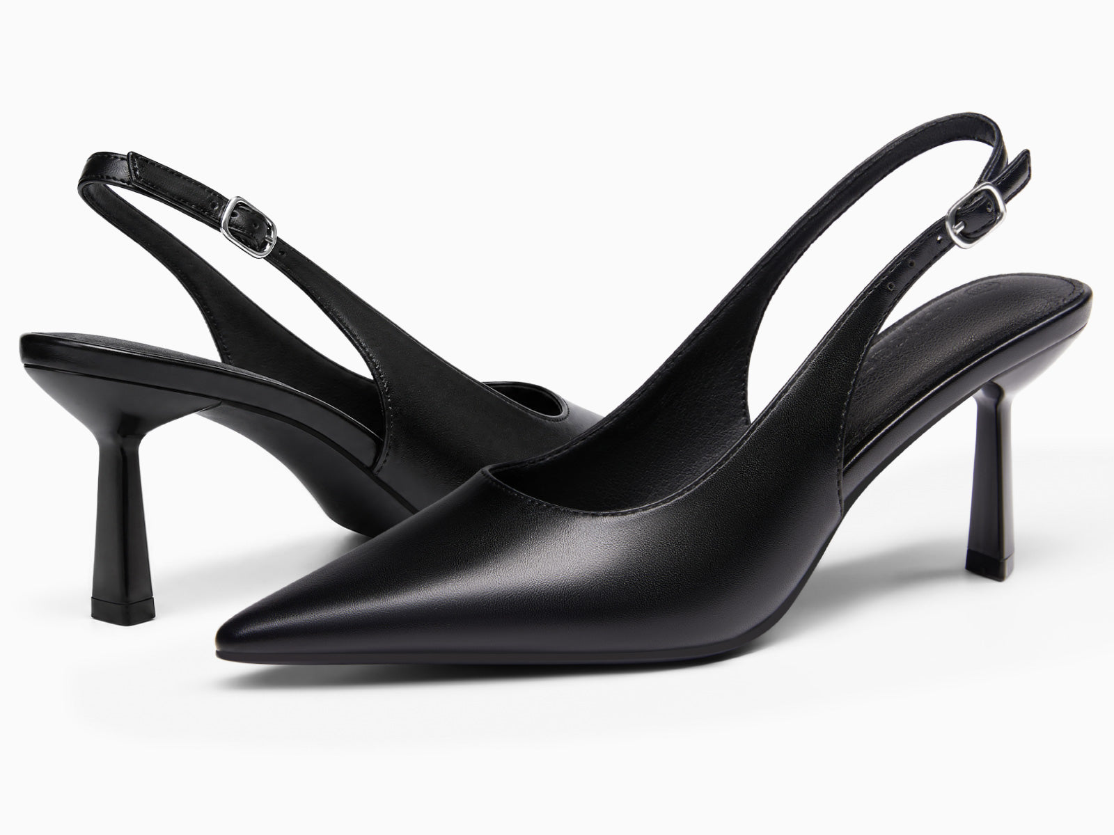 Coutgo Womens Cool Black Slingback Kitten Heels