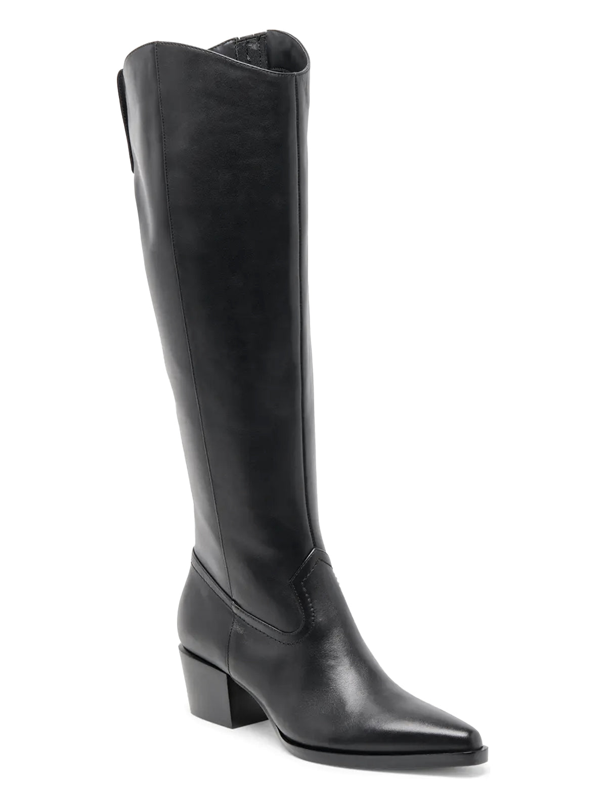 Coutgo Women Leather Black Wide Calf Knee Boots