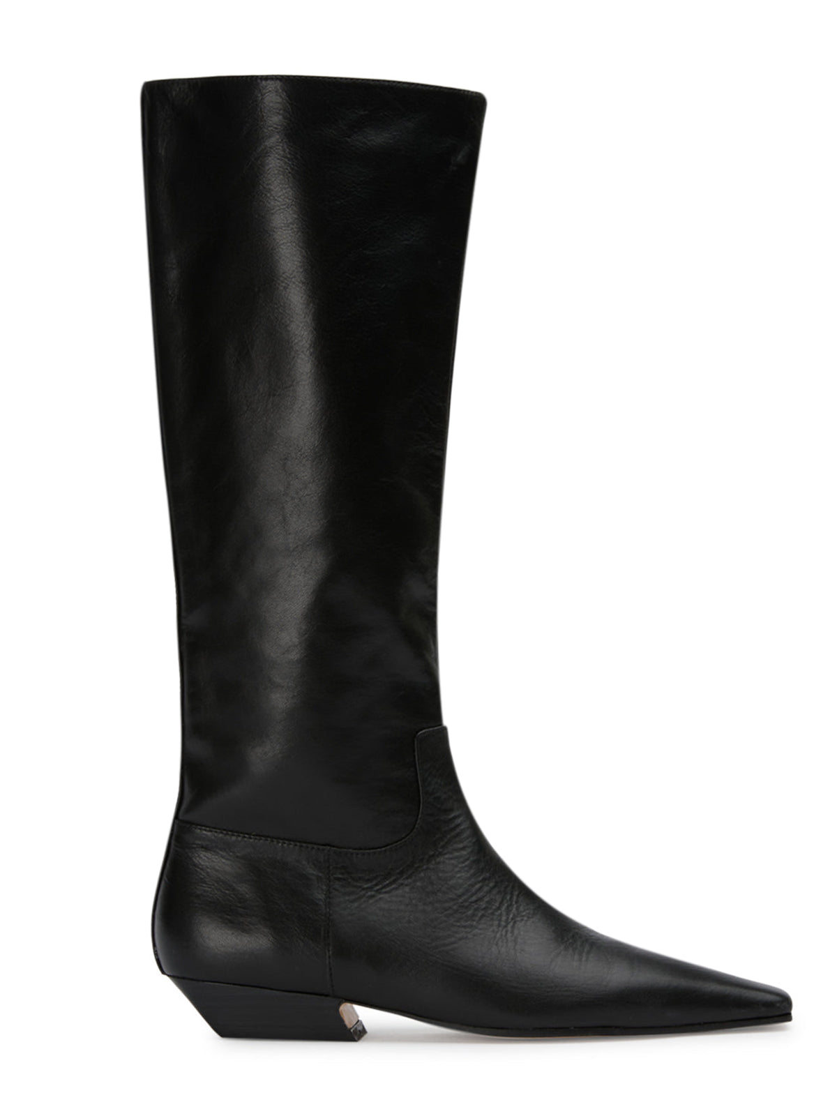 Coutgo Womens Cool Black Square Toe Knee High Boots