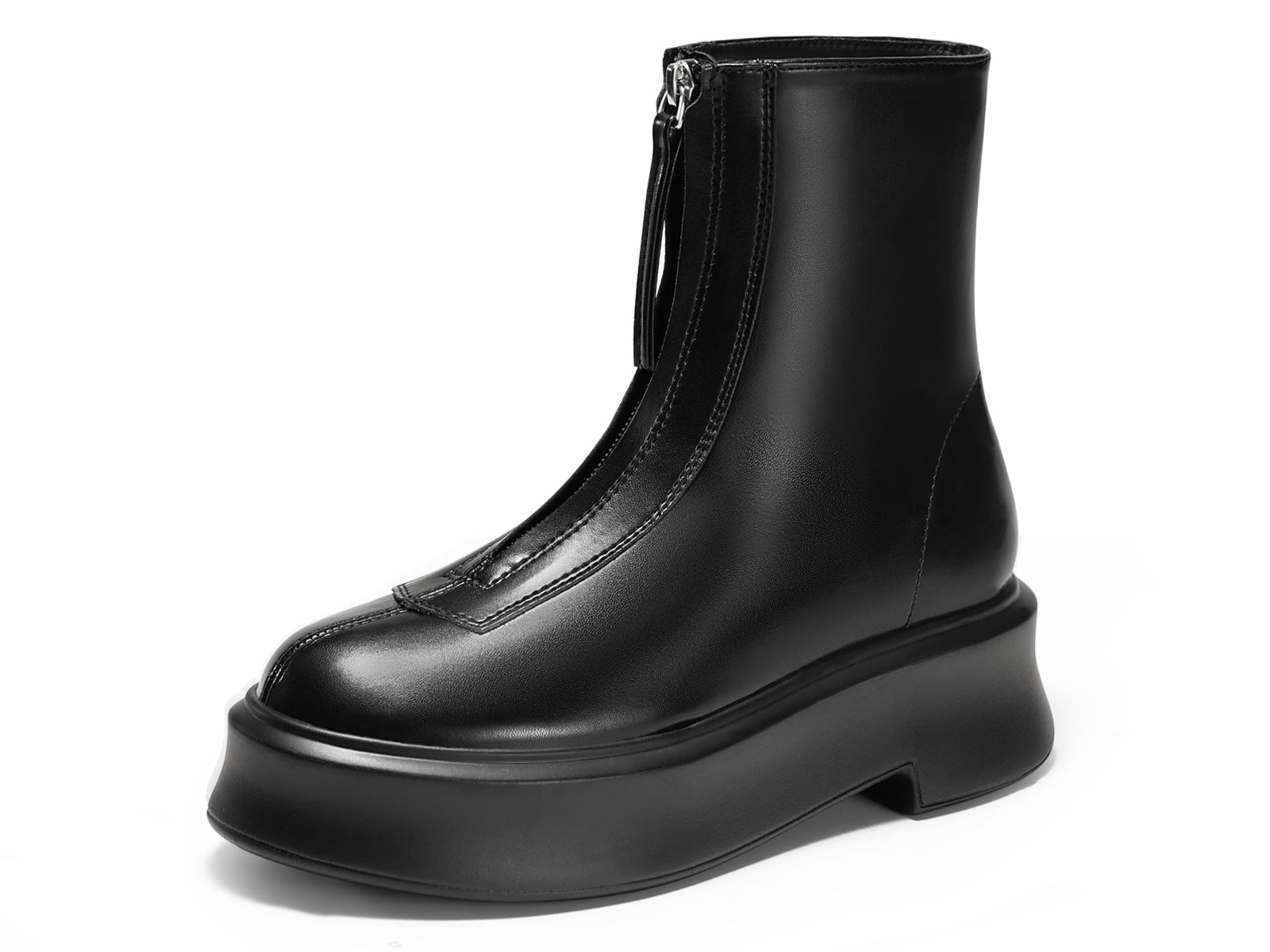 Coutgo Womens Cool Black Platform Ankle Boots