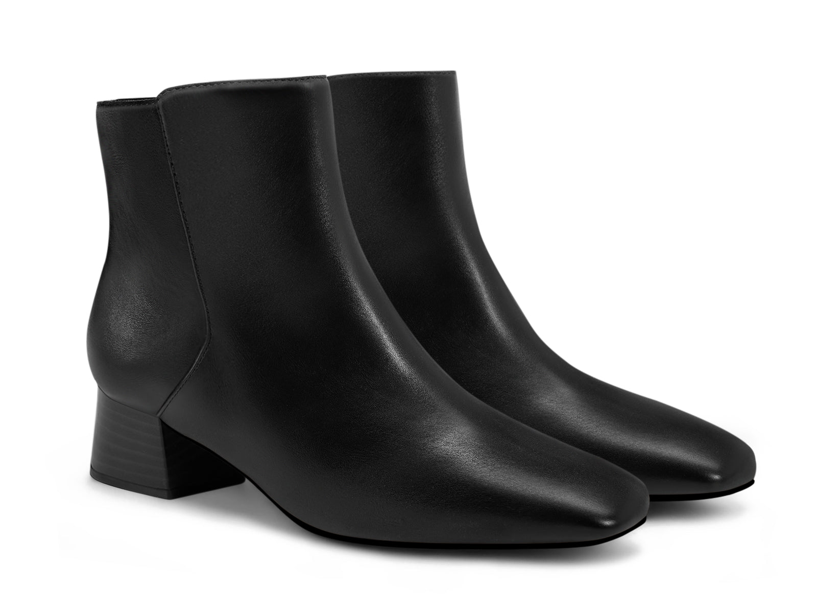 Coutgo Womens Black Pu Square Toe Booties