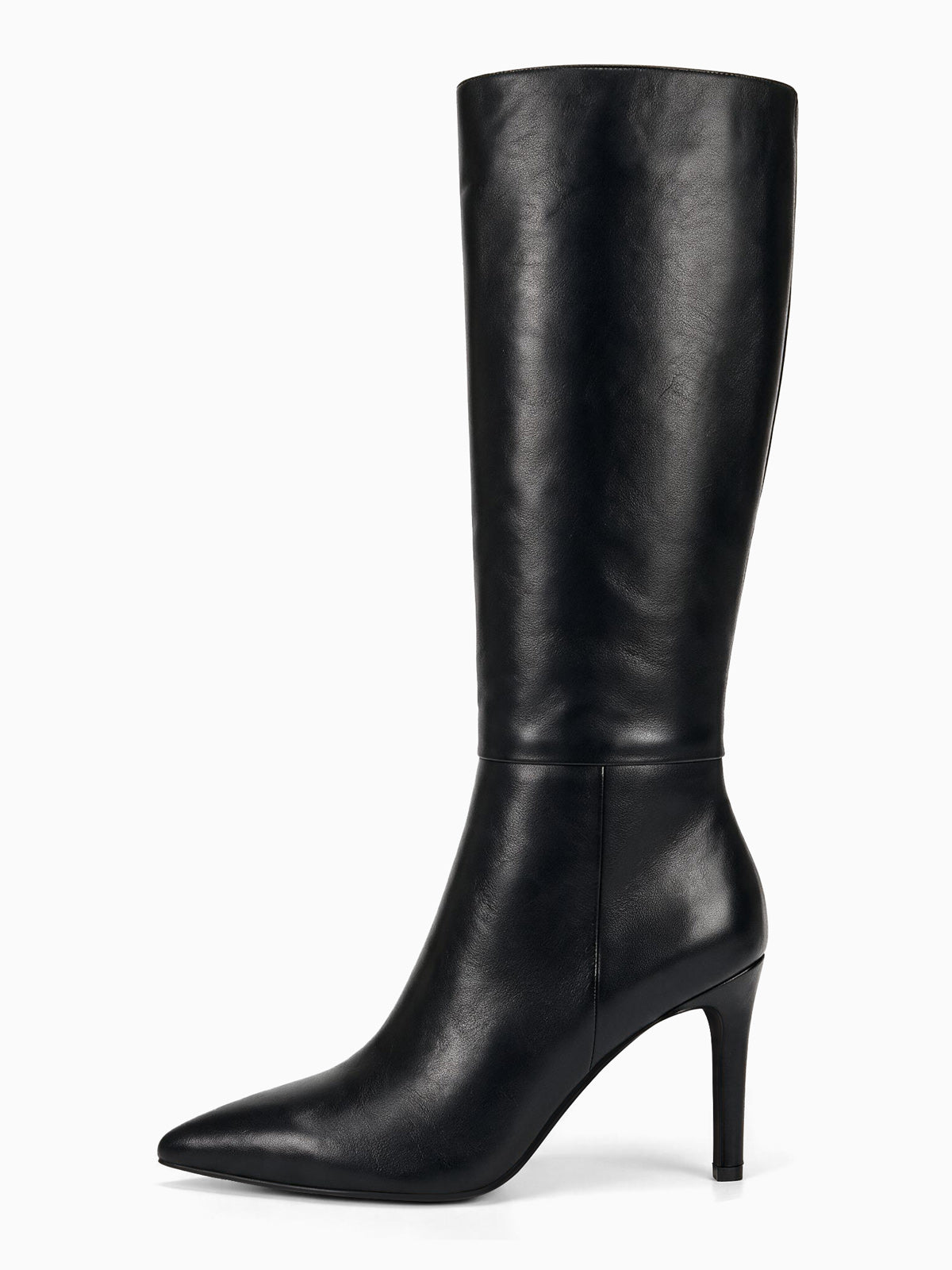 Coutgo Womens Black Pu Stiletto Knee Boots