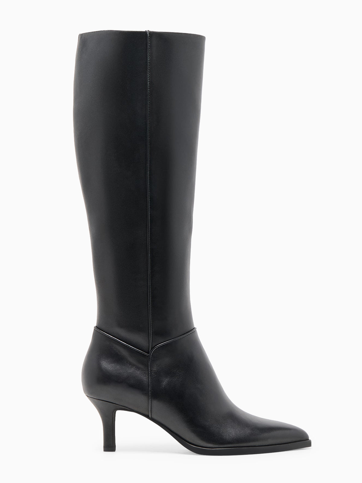 Coutgo Women Black PU Pointed Knee Boots