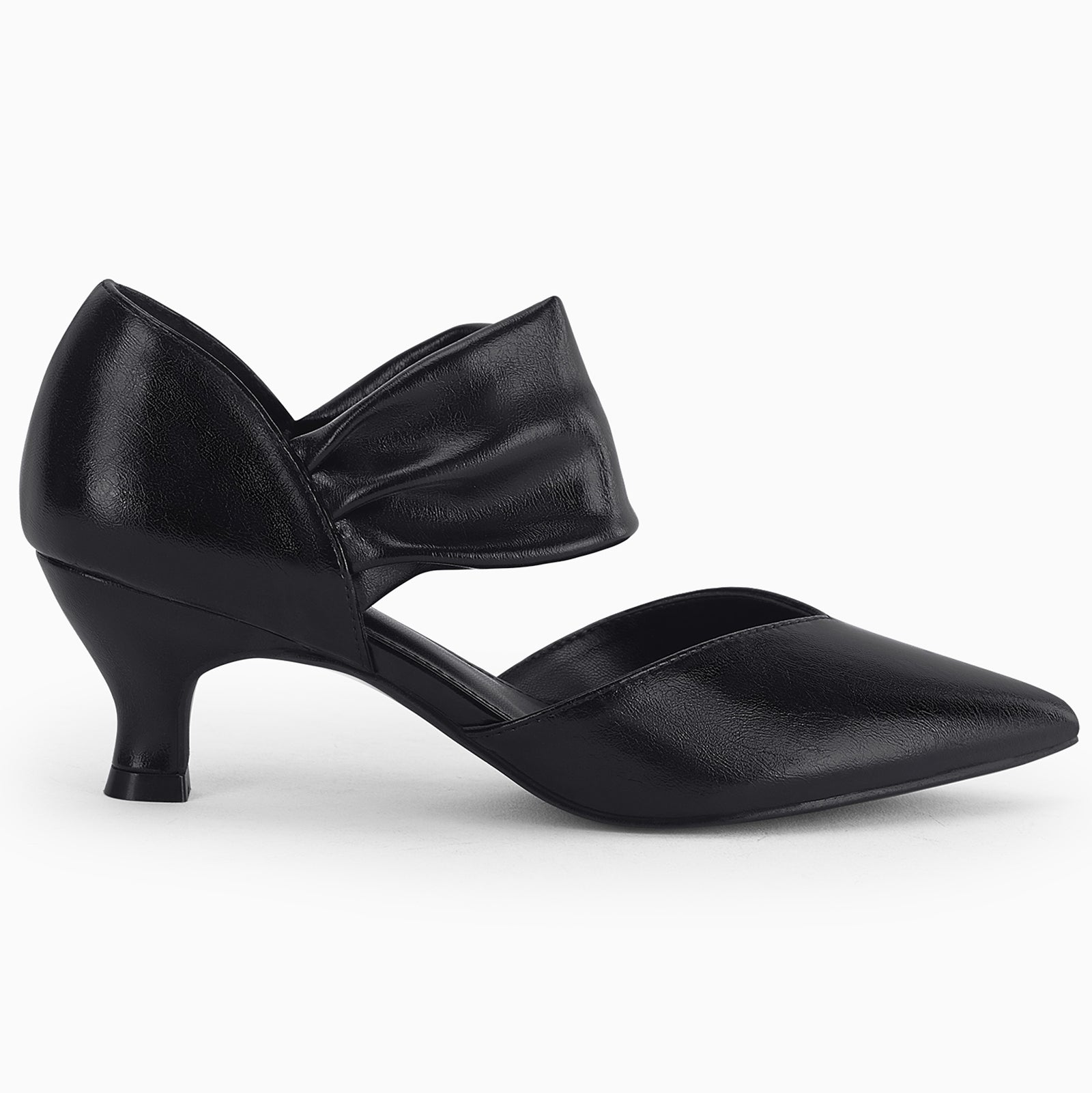 Coutgo Womens Cool Black Low Kitten Heel