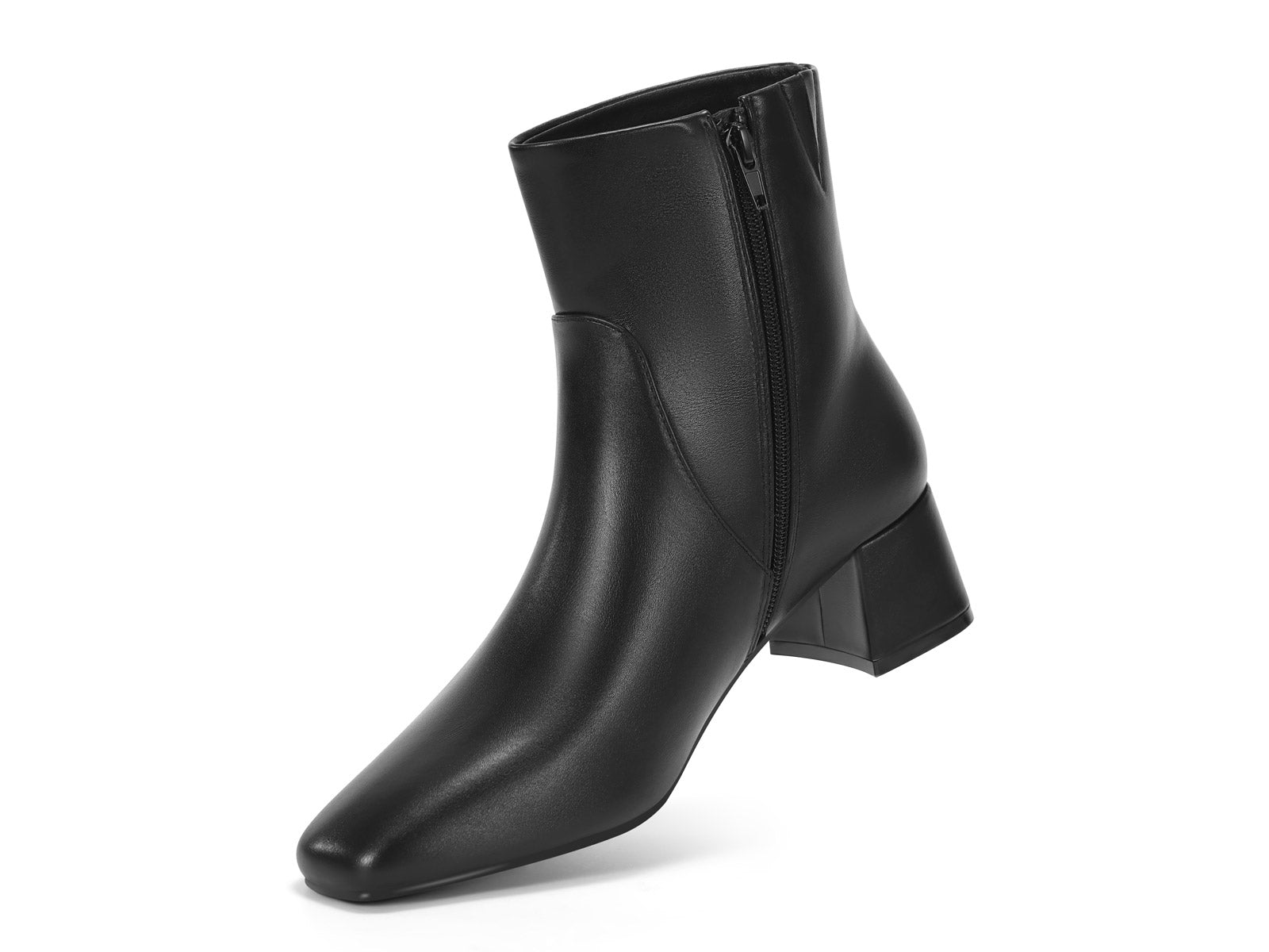 Coutgo Womens Black PU Chunky Ankle Booties